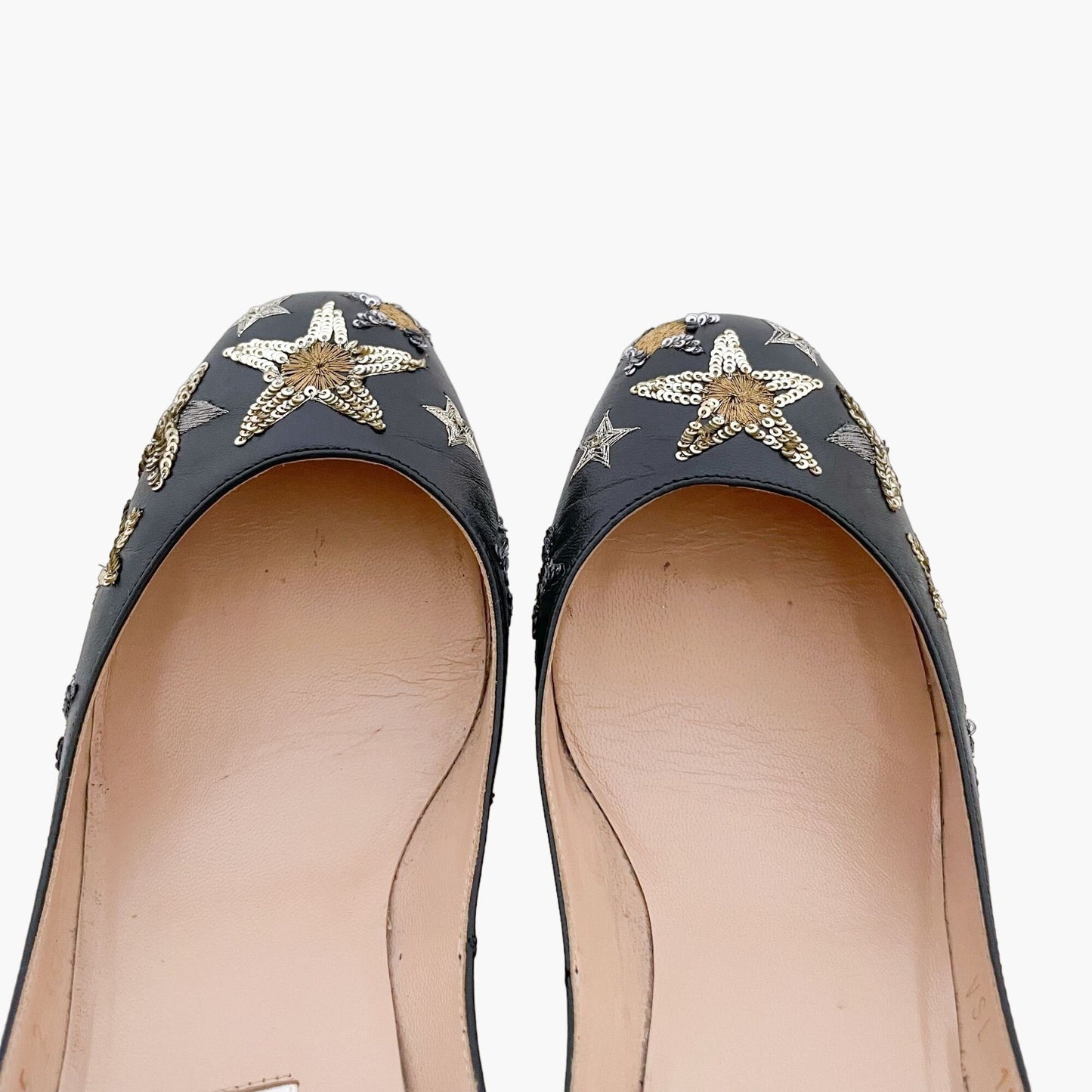 Valentino Garavani Tango Star-Embellished Leather Pumps in Black Size 36.5