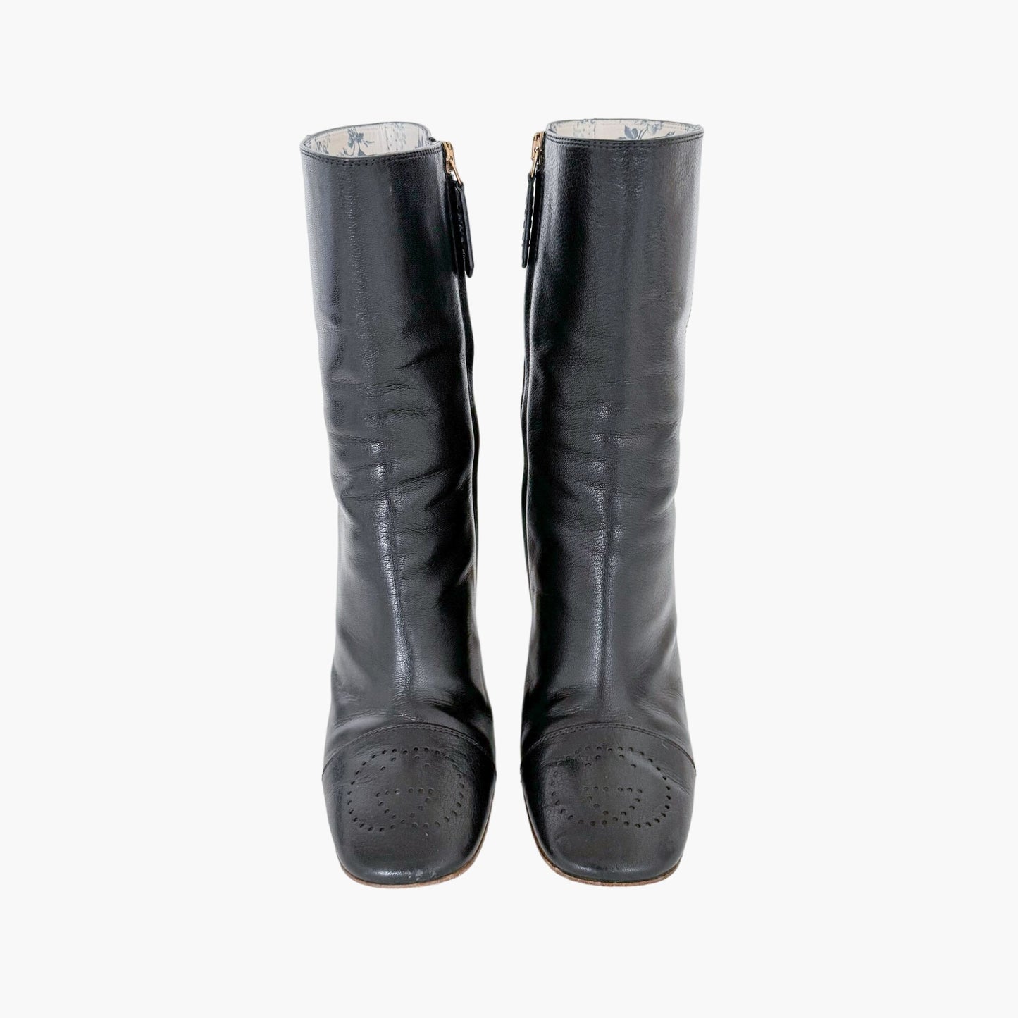 Gucci Quentin GG Cap Toe Ankle Boot in Black Leather Size 37.5