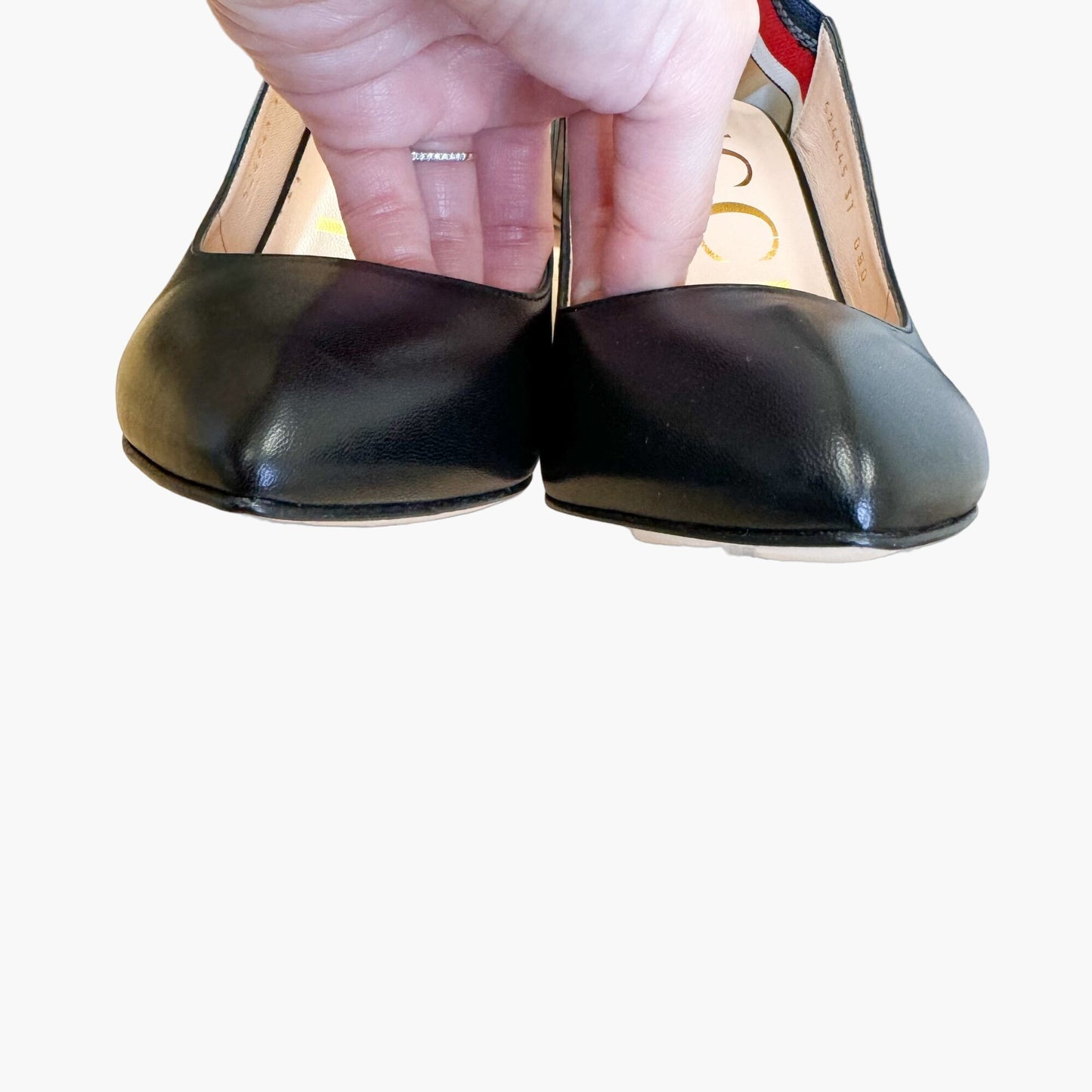 Gucci Sylvie Web Stripe Slingback Pumps in Black Size 37