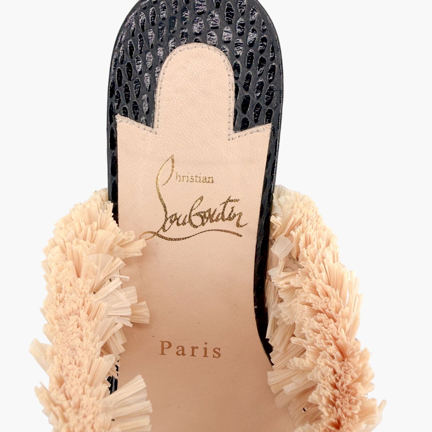 Christian Louboutin Voltinoudou Black & Beige Wedge Sandals Size 38