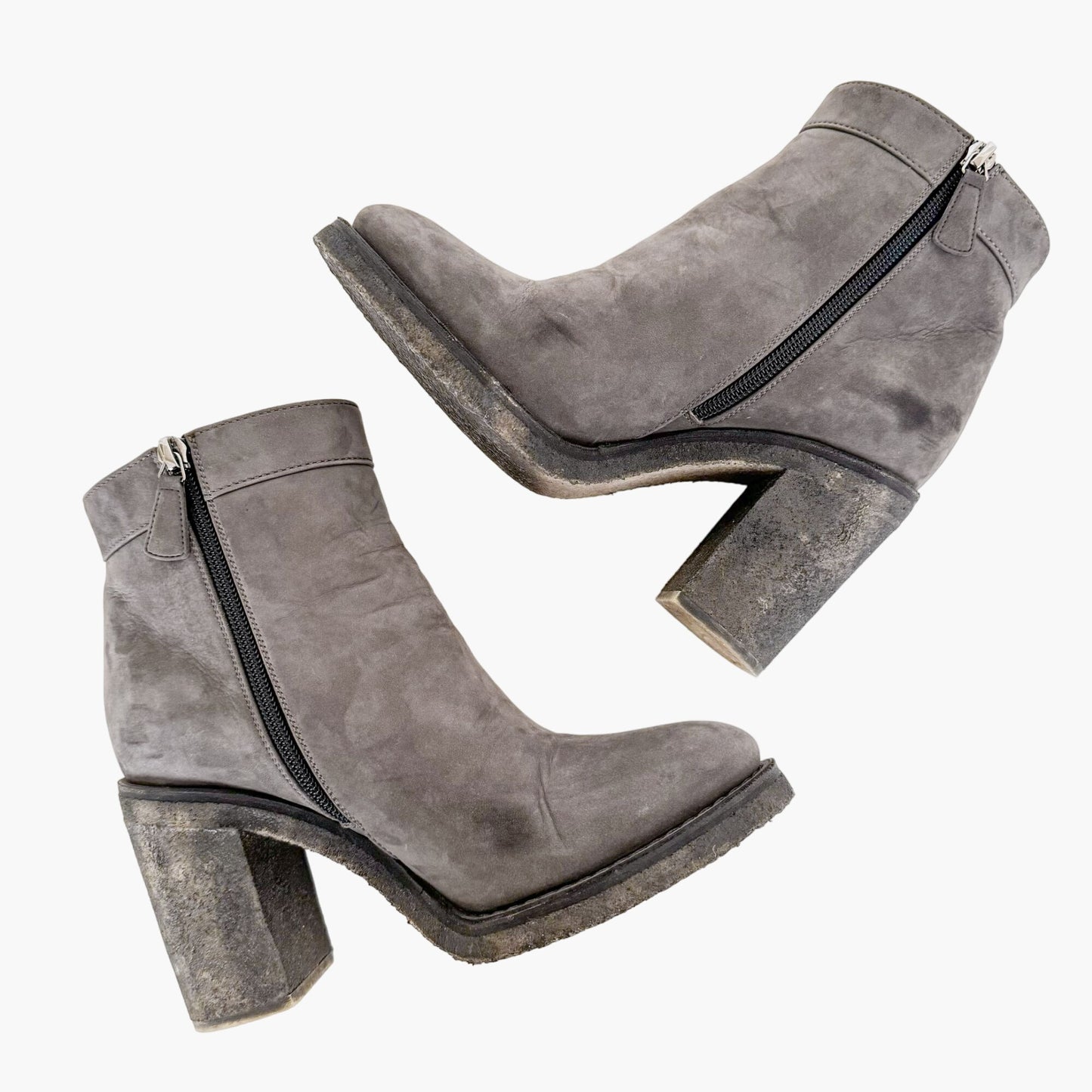 Chanel CC Turnlock Ankle Boots in Grey Suede Size 38
