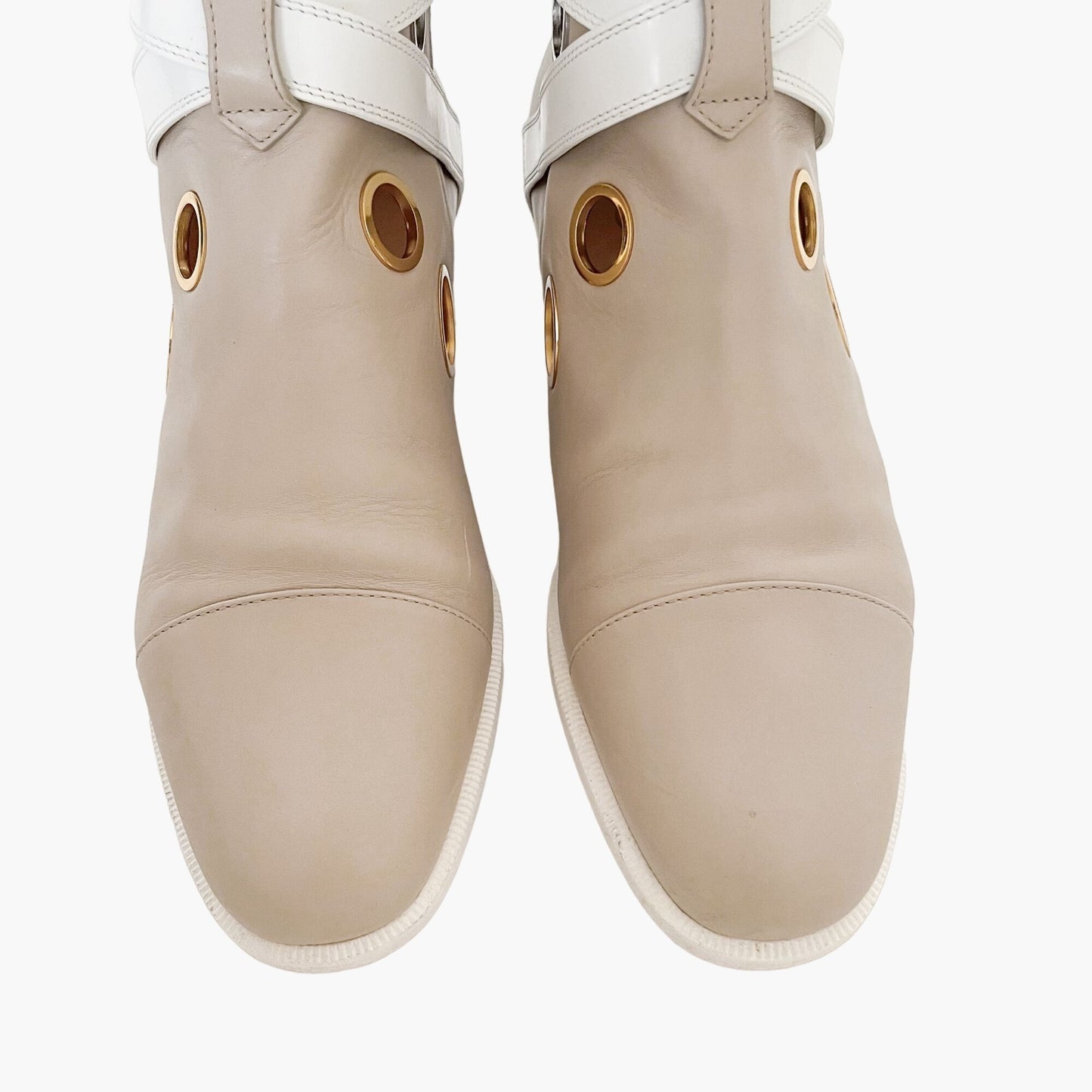 Christian Louboutin x Jonathan Saunders Scubabootie Flat Boot in Beige Calf Size 37