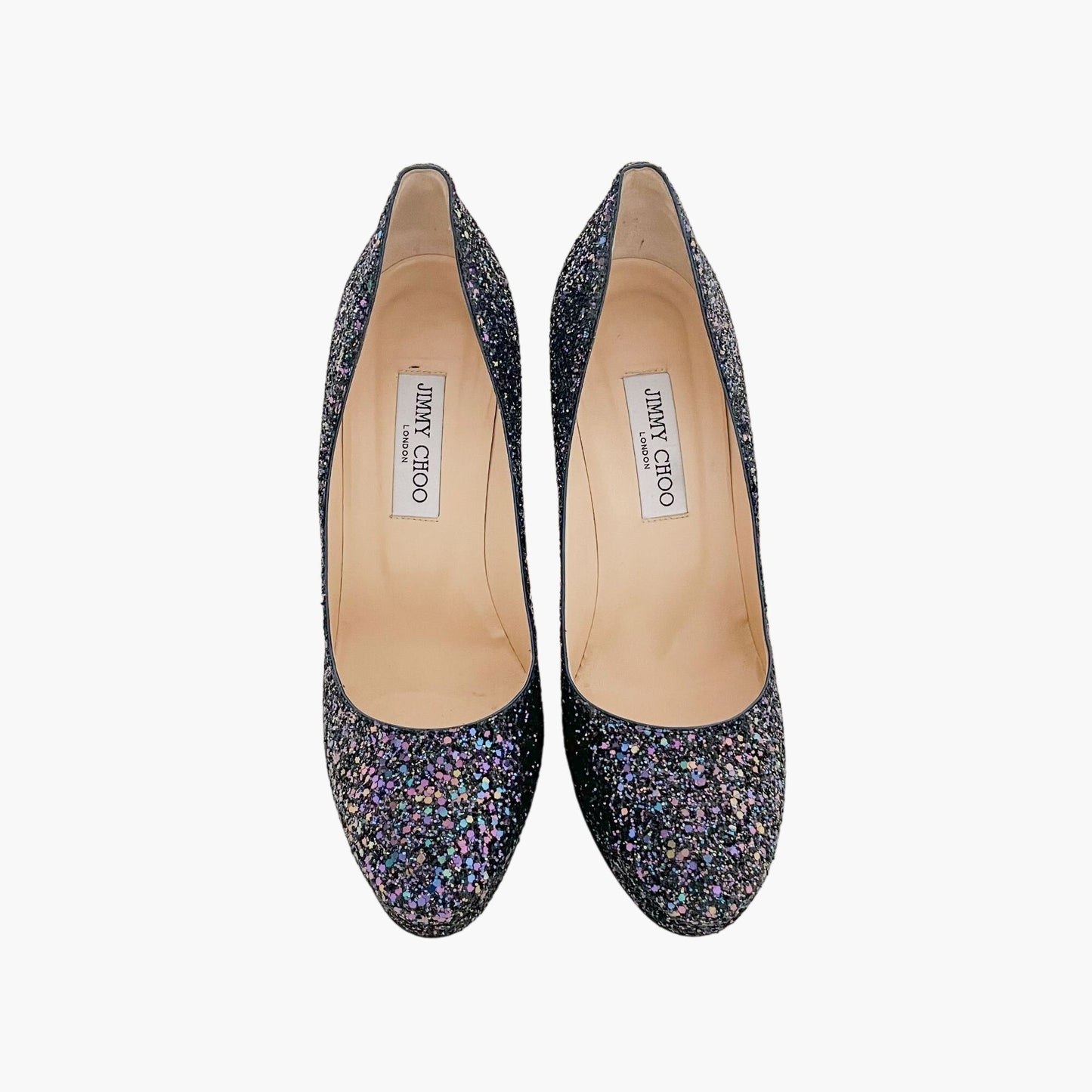 Jimmy Choo Cosmic Pumps in Petrol (Purple) Multi Glitter Size 41