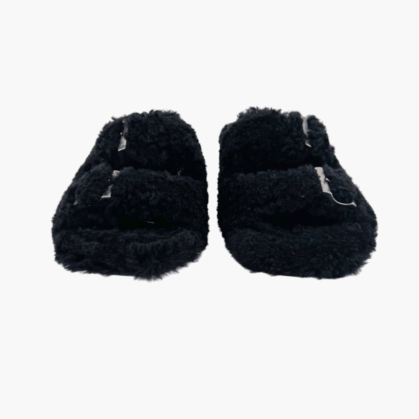 Amina Muaddi Millie Black Shearling Mule Slippers – Size 39.5