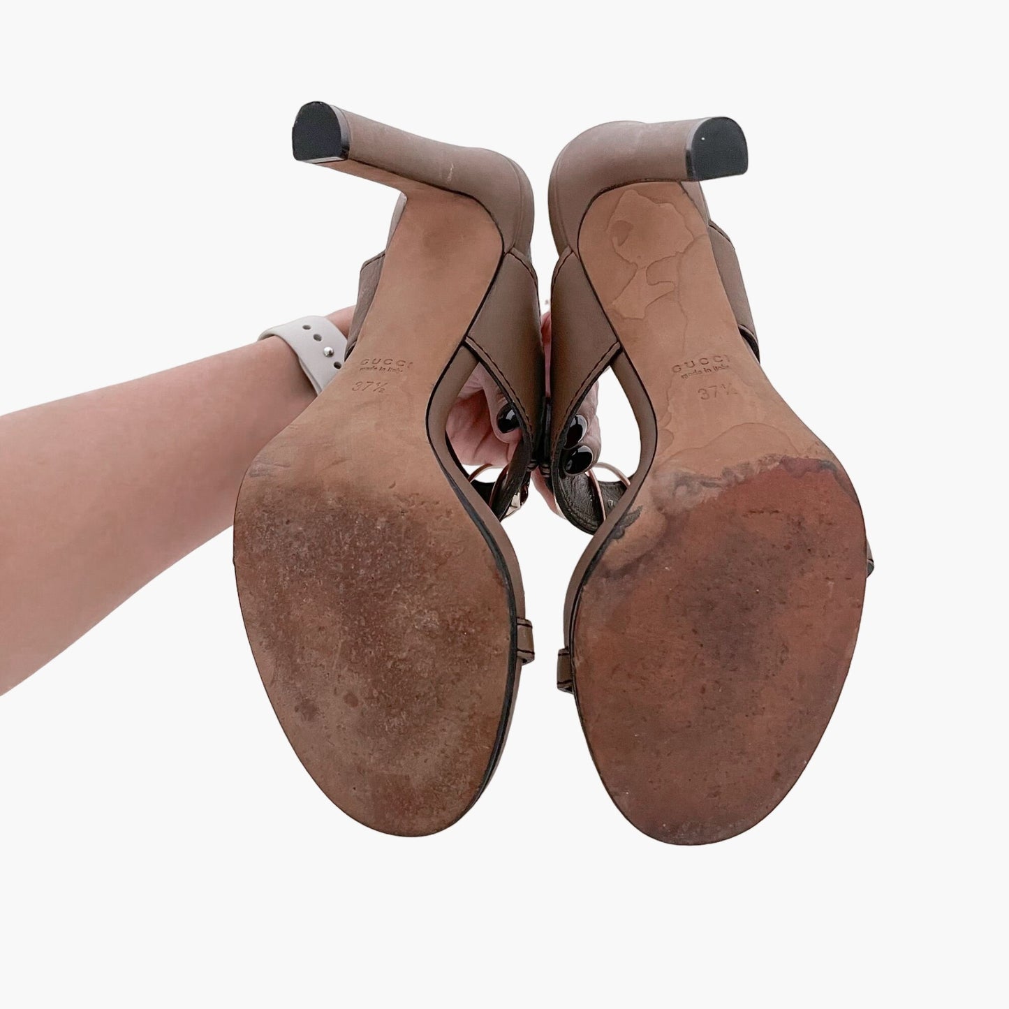 Gucci Emily Horsebit Tassel Sandals in Brown Leather Size 37.5