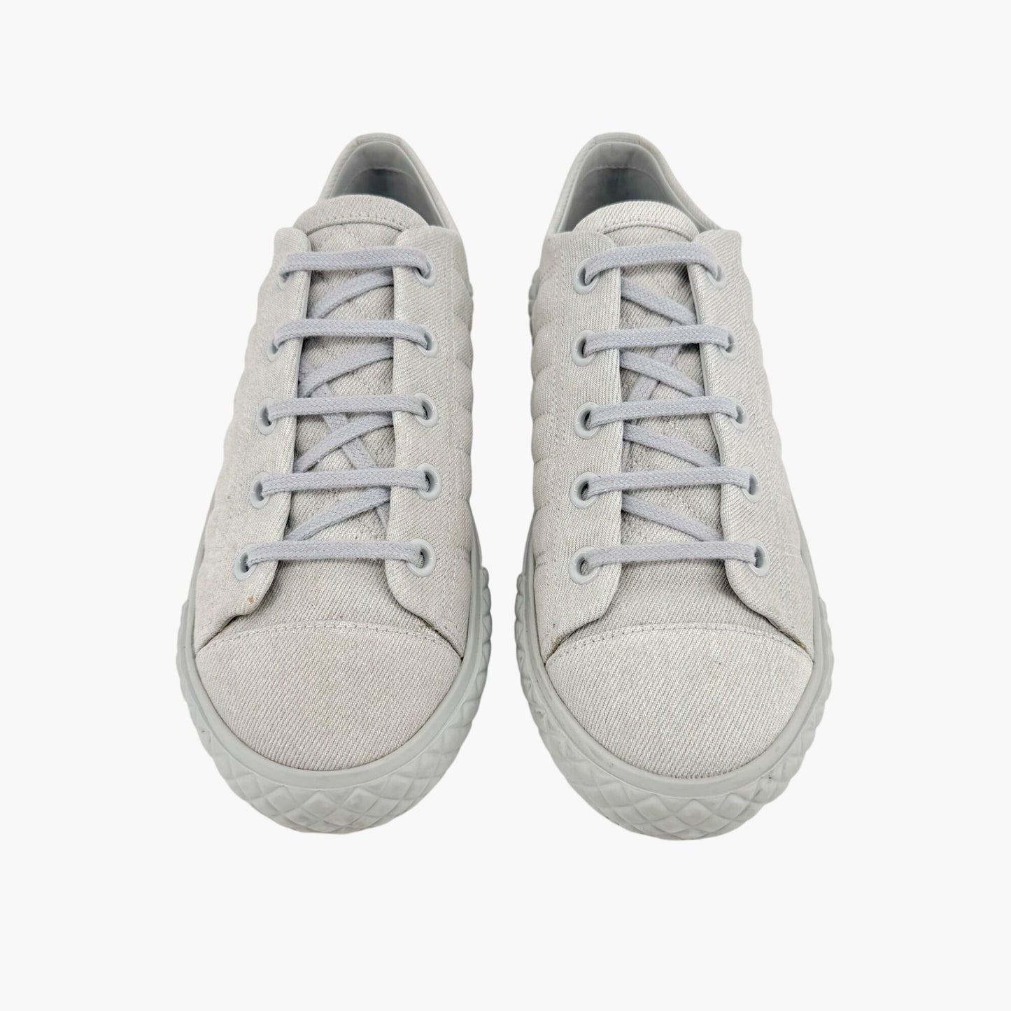 Chanel Quilted Low Top Sneakers in Light Blue/Gray Denim Size 39