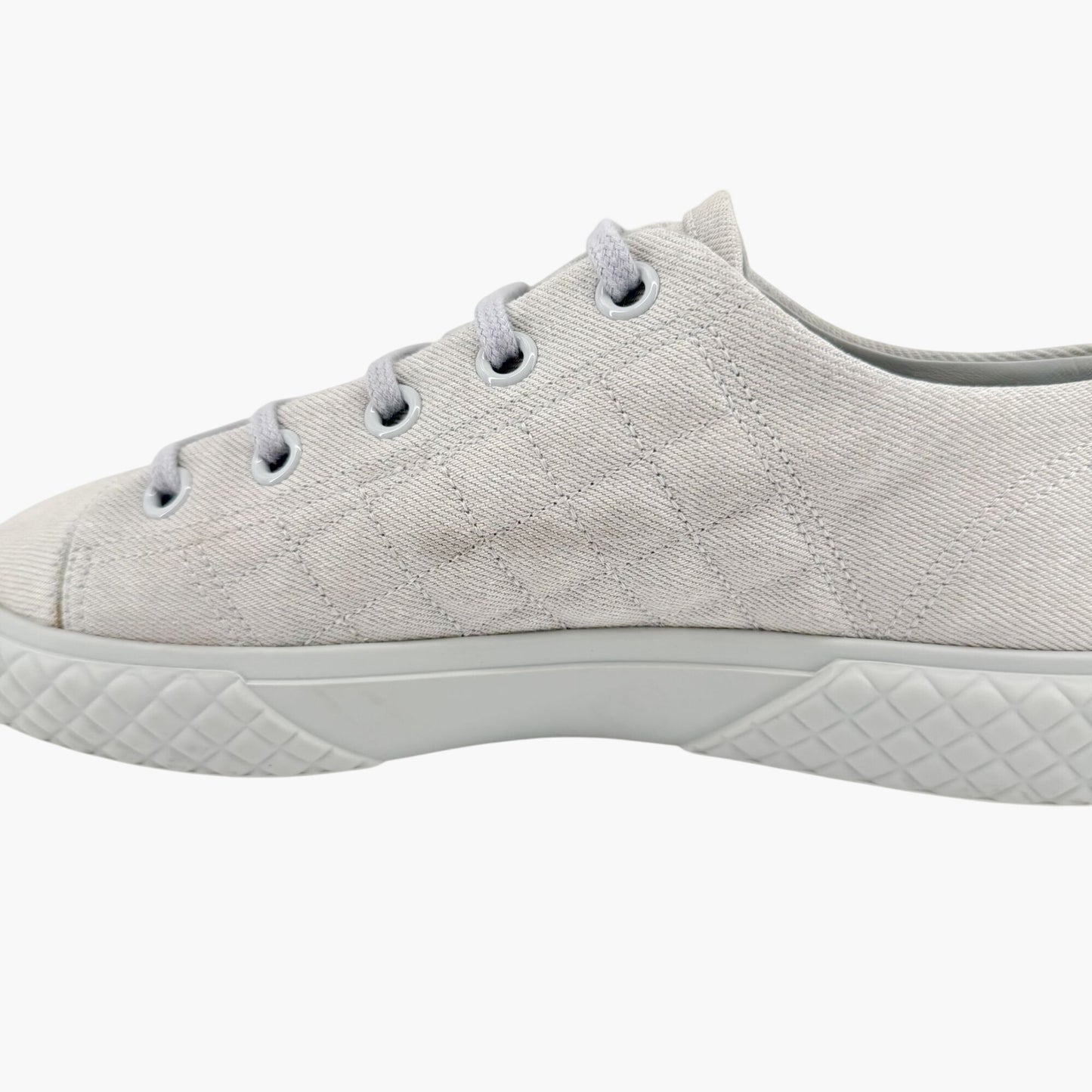 Chanel Quilted Low Top Sneakers in Light Blue/Gray Denim Size 39