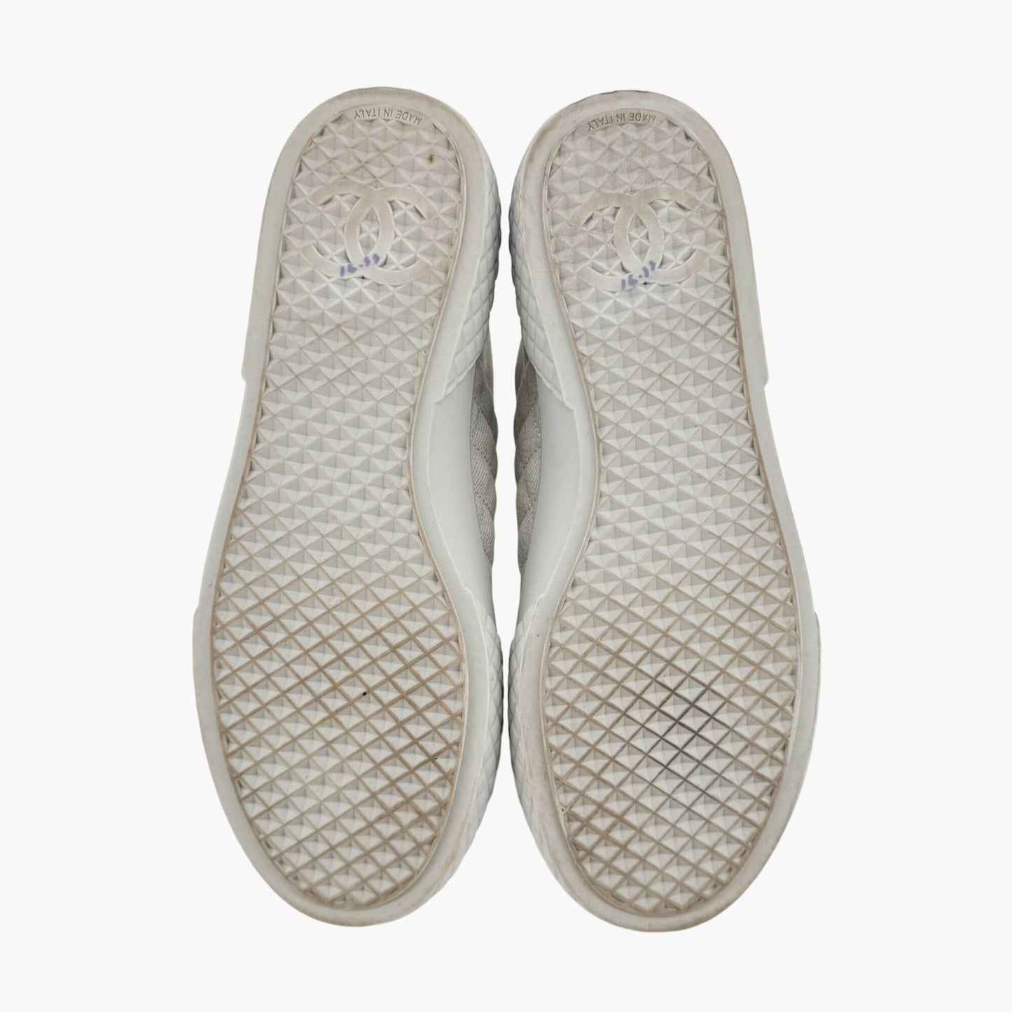 Chanel Quilted Low Top Sneakers in Light Blue/Gray Denim Size 39