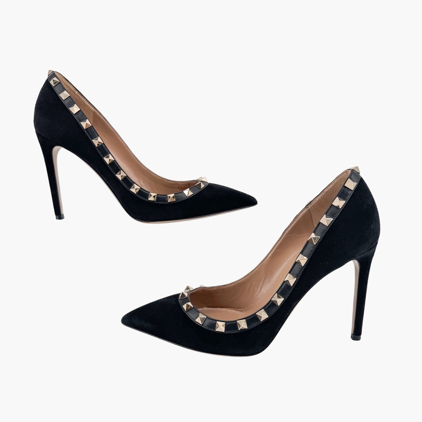 Valentino Garavani Rockstud Black Suede Pumps – Size 37.5