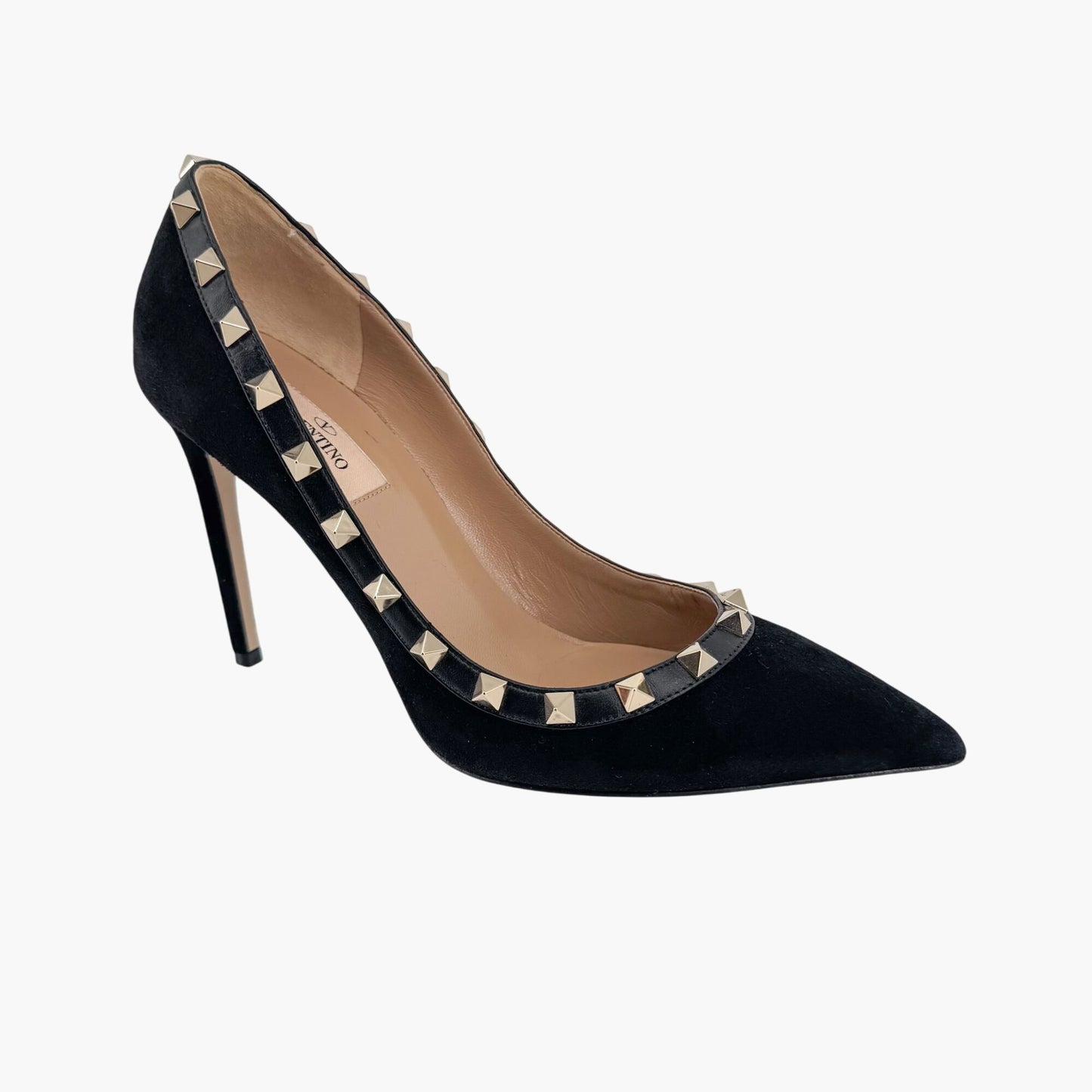 Valentino Garavani Rockstud Black Suede Pumps – Size 37.5