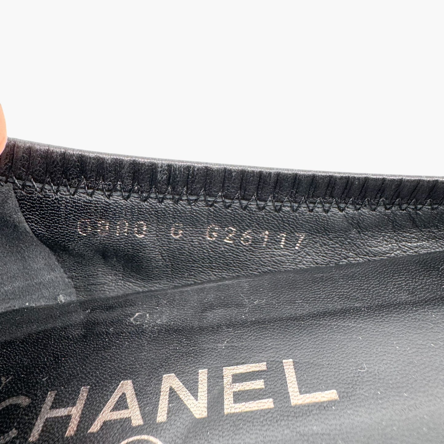Chanel Elastic Cap Toe Pointed Ballet Flats in Black Leather Size 39