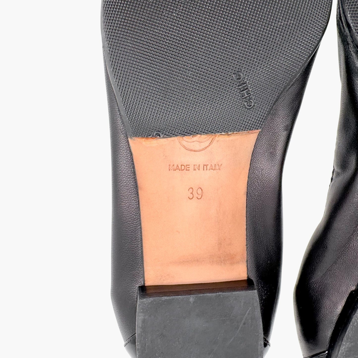 Chanel Elastic Cap Toe Pointed Ballet Flats in Black Leather Size 39