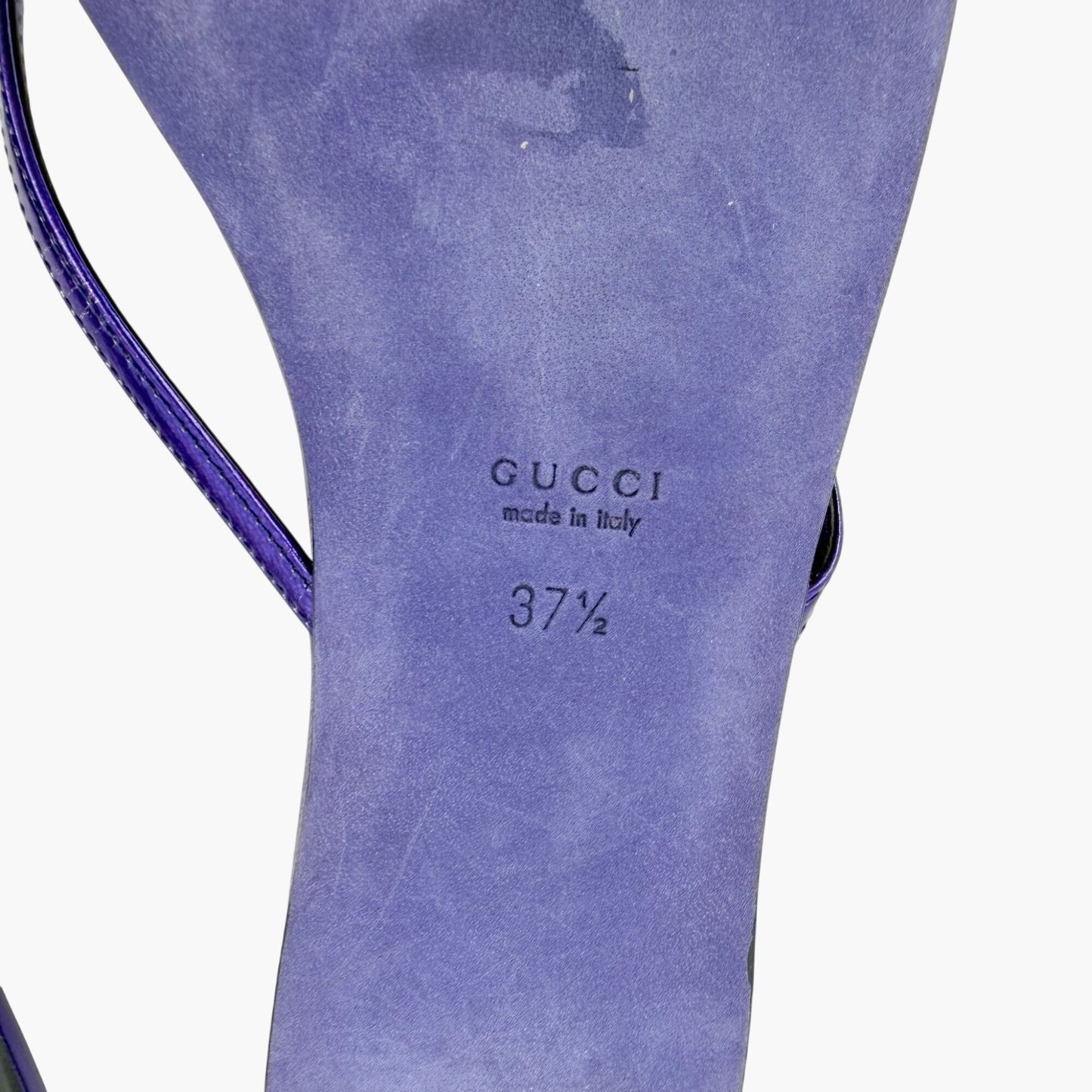Gucci Interlocking GG Thong Sandals in Metallic Purple Leather Size 37.5