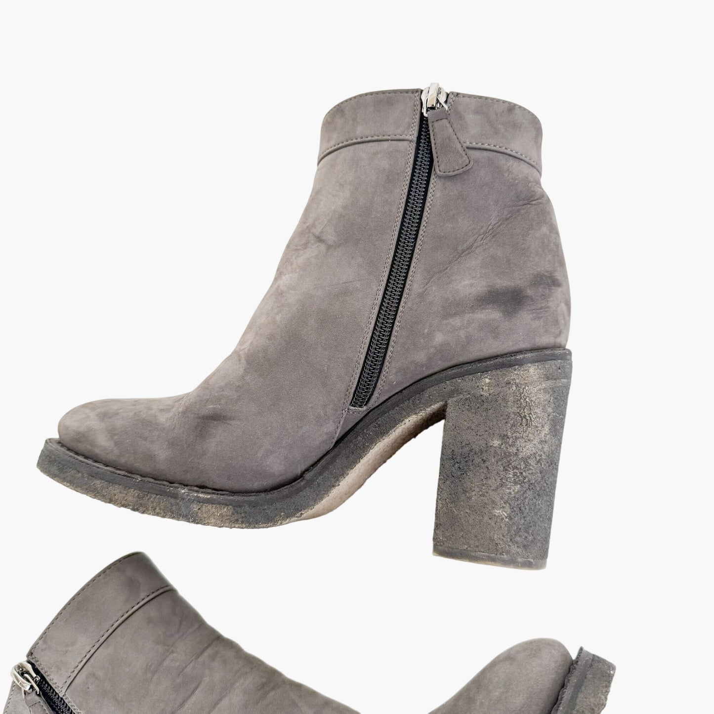 Chanel CC Turnlock Ankle Boots in Grey Suede Size 38
