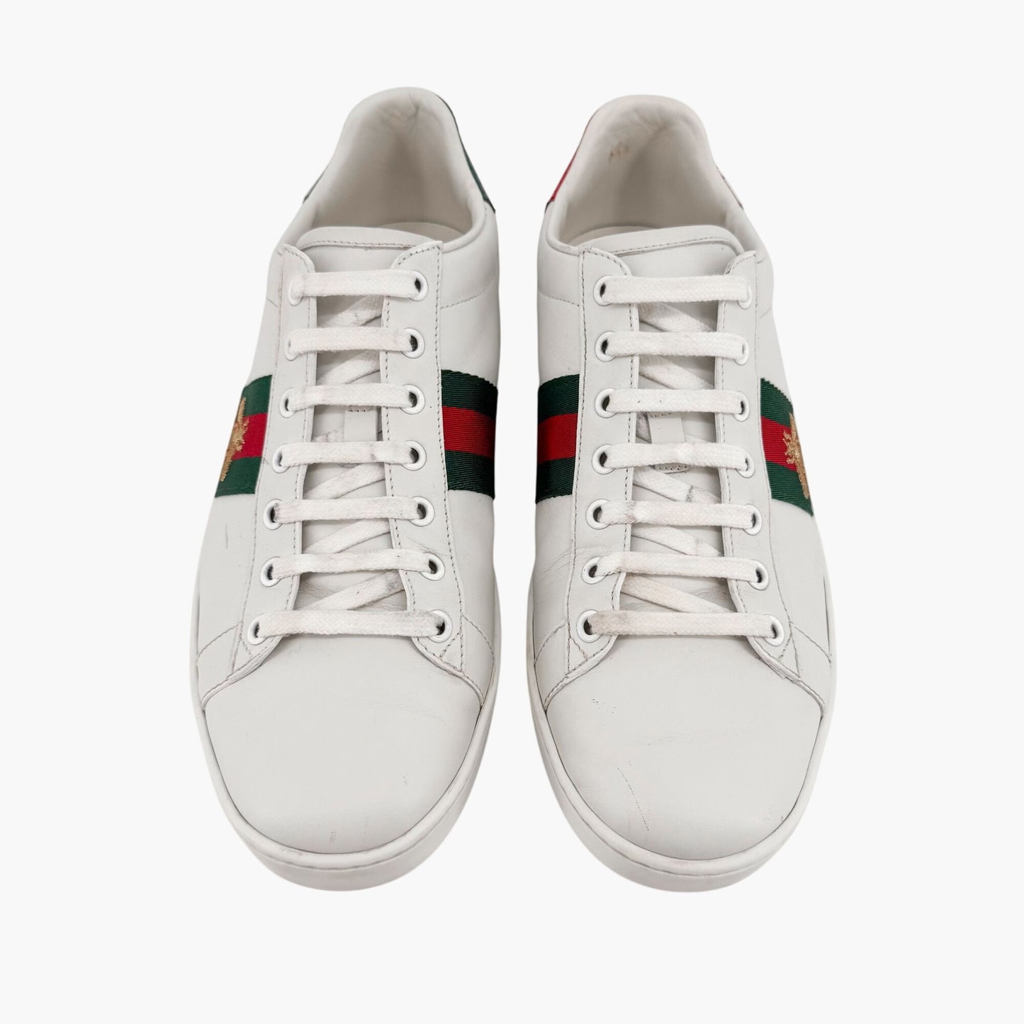 Gucci Ace Bee Sneakers in White Leather with Web Stripe – Size 41