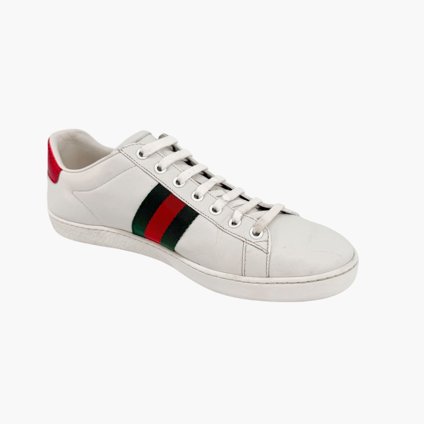Gucci Ace Bee Sneakers in White Leather with Web Stripe – Size 41