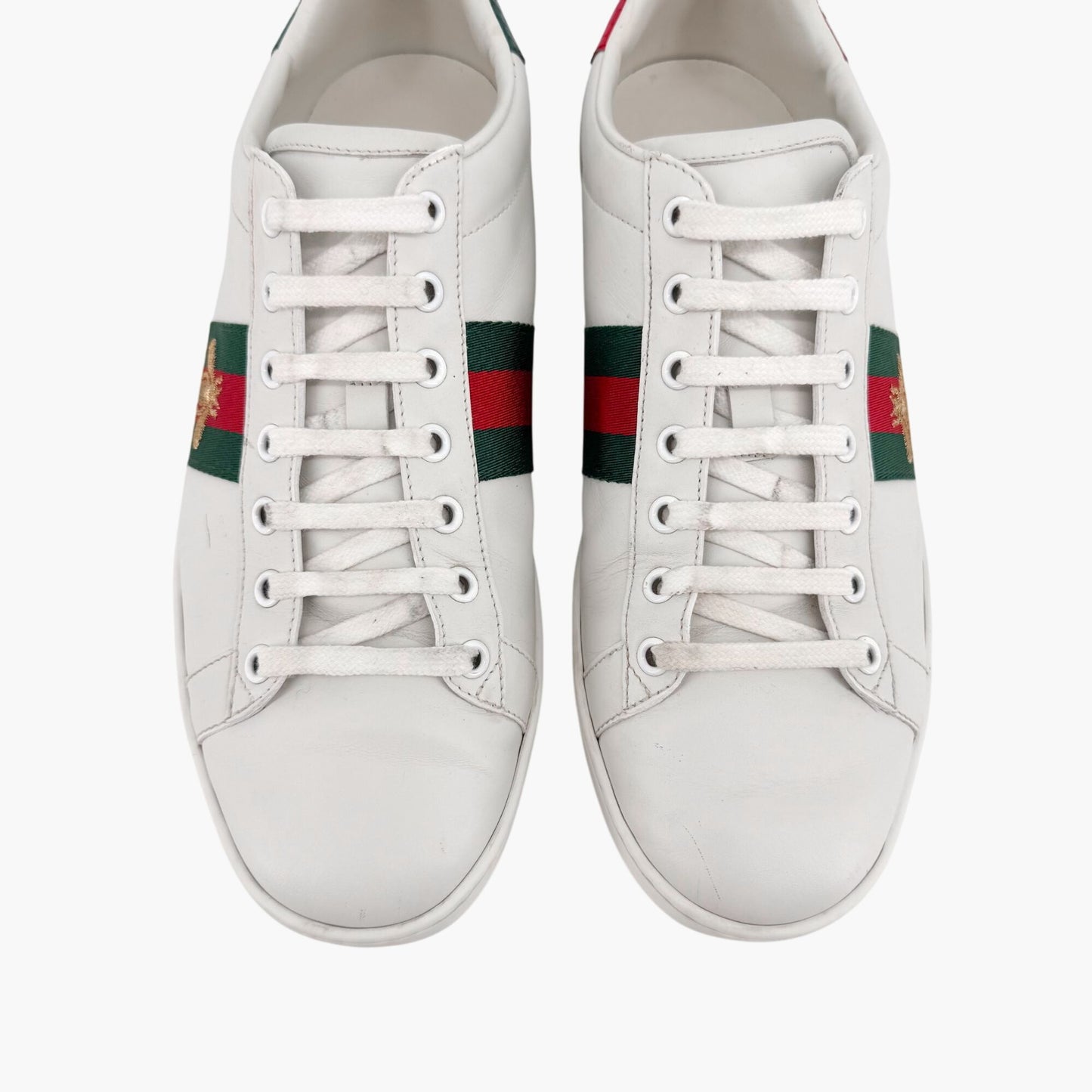 Gucci Ace Bee Sneakers in White Leather with Web Stripe – Size 41
