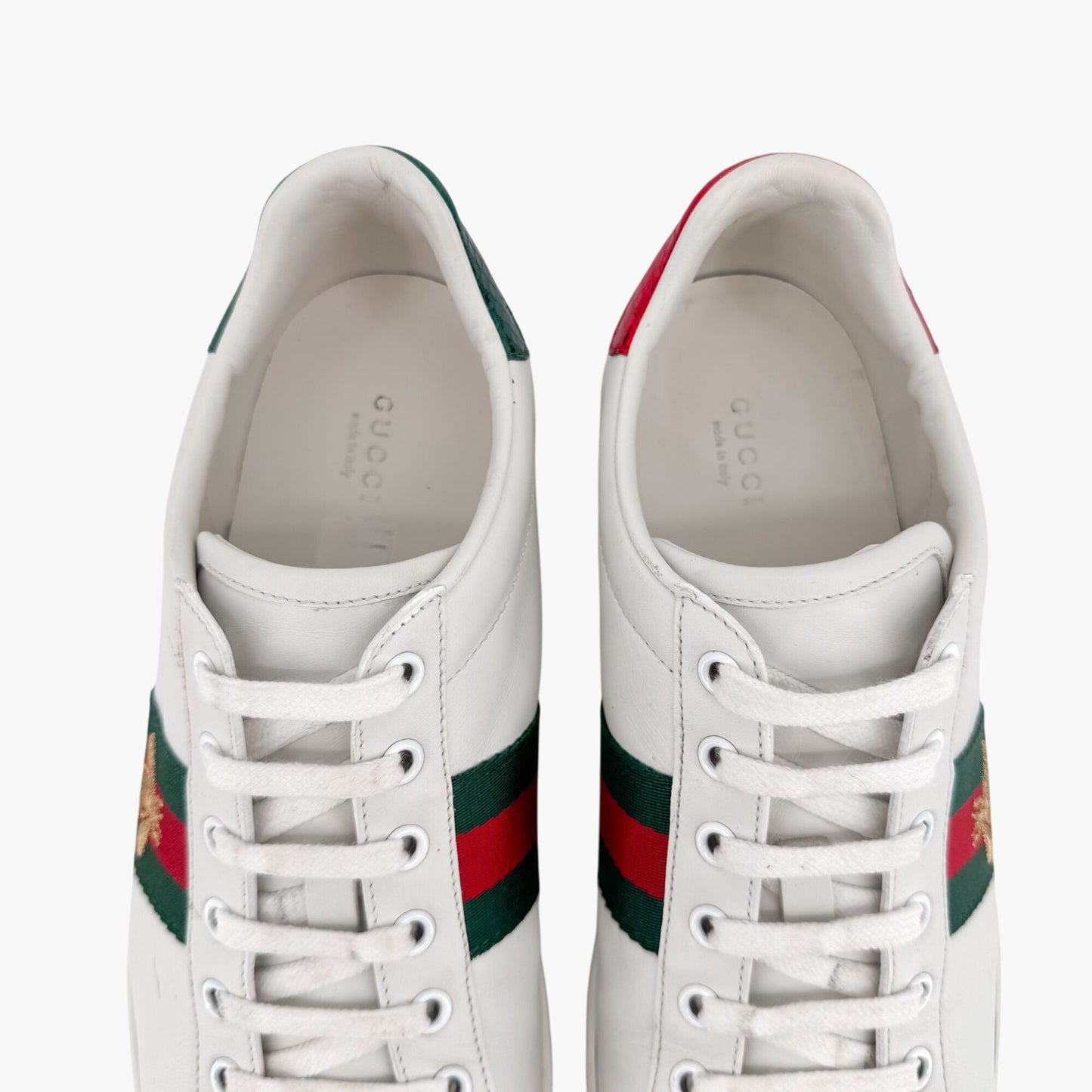 Gucci Ace Bee Sneakers in White Leather with Web Stripe – Size 41