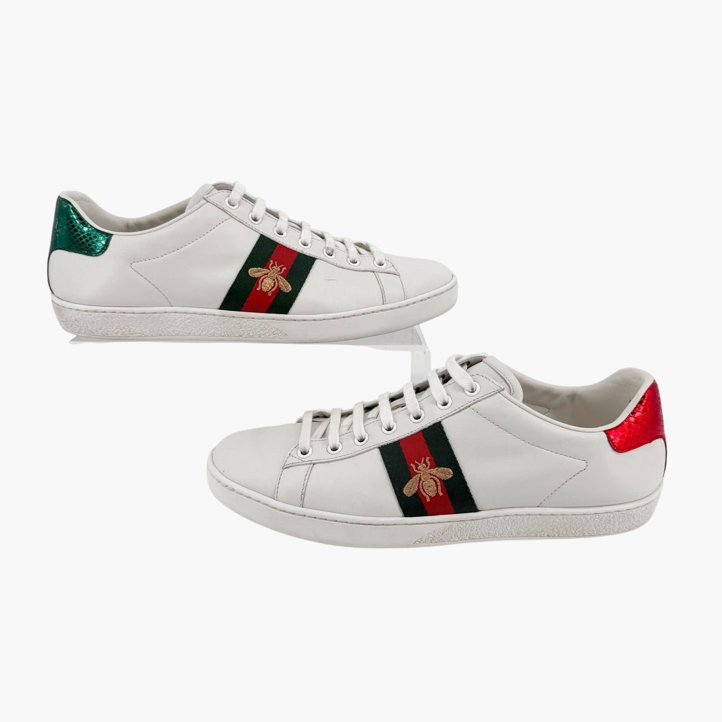 Gucci Ace Bee Sneakers in White Leather with Web Stripe – Size 41