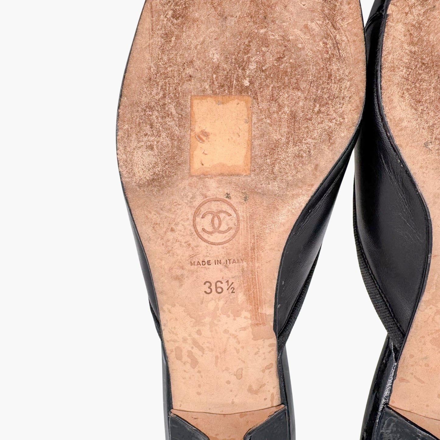 Chanel Vintage CC Cap Toe Kitten Heel Mules in Black Leather – Size 36.5