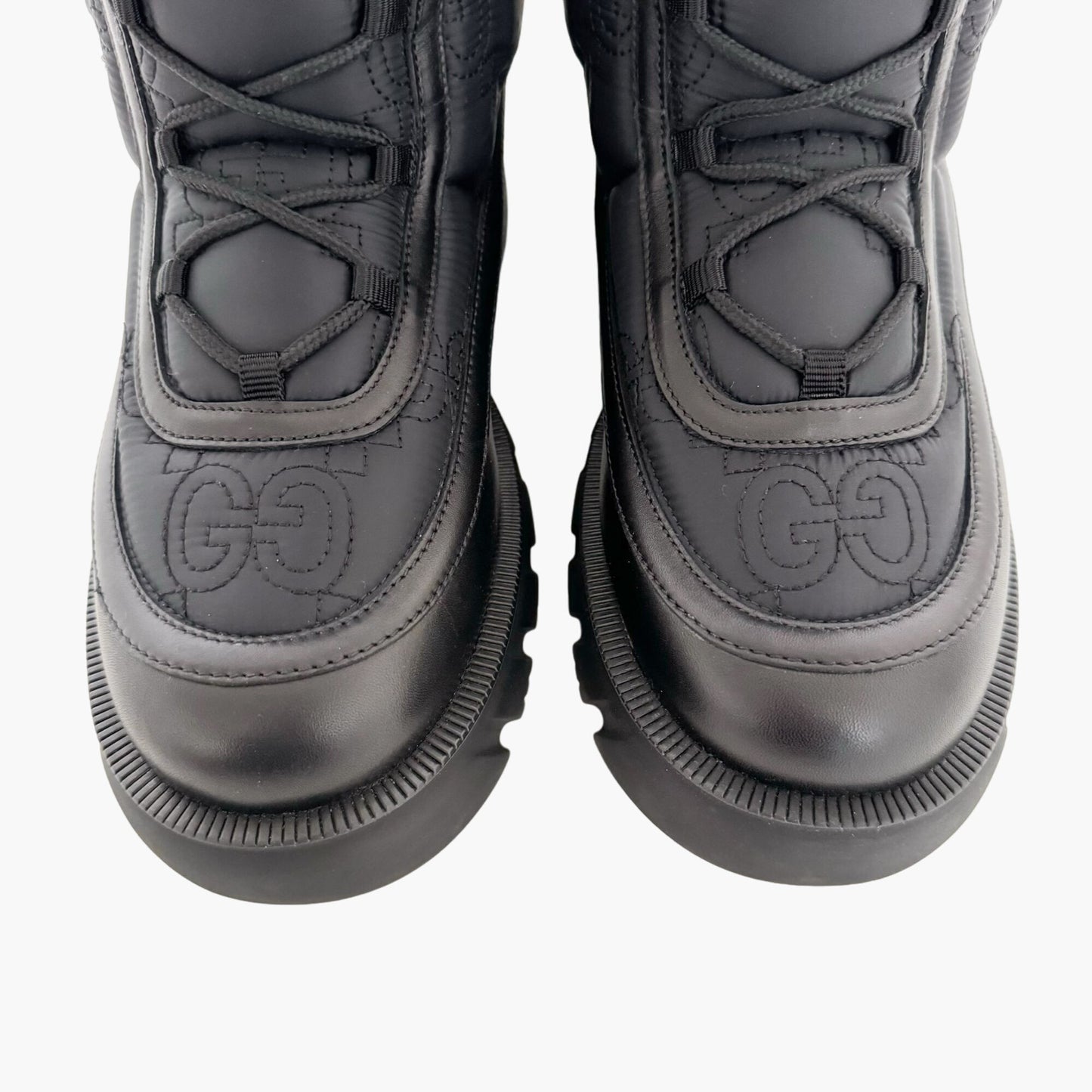 Gucci Romance GG Quilted Snow Boots in Black Nylon & Leather Size 42
