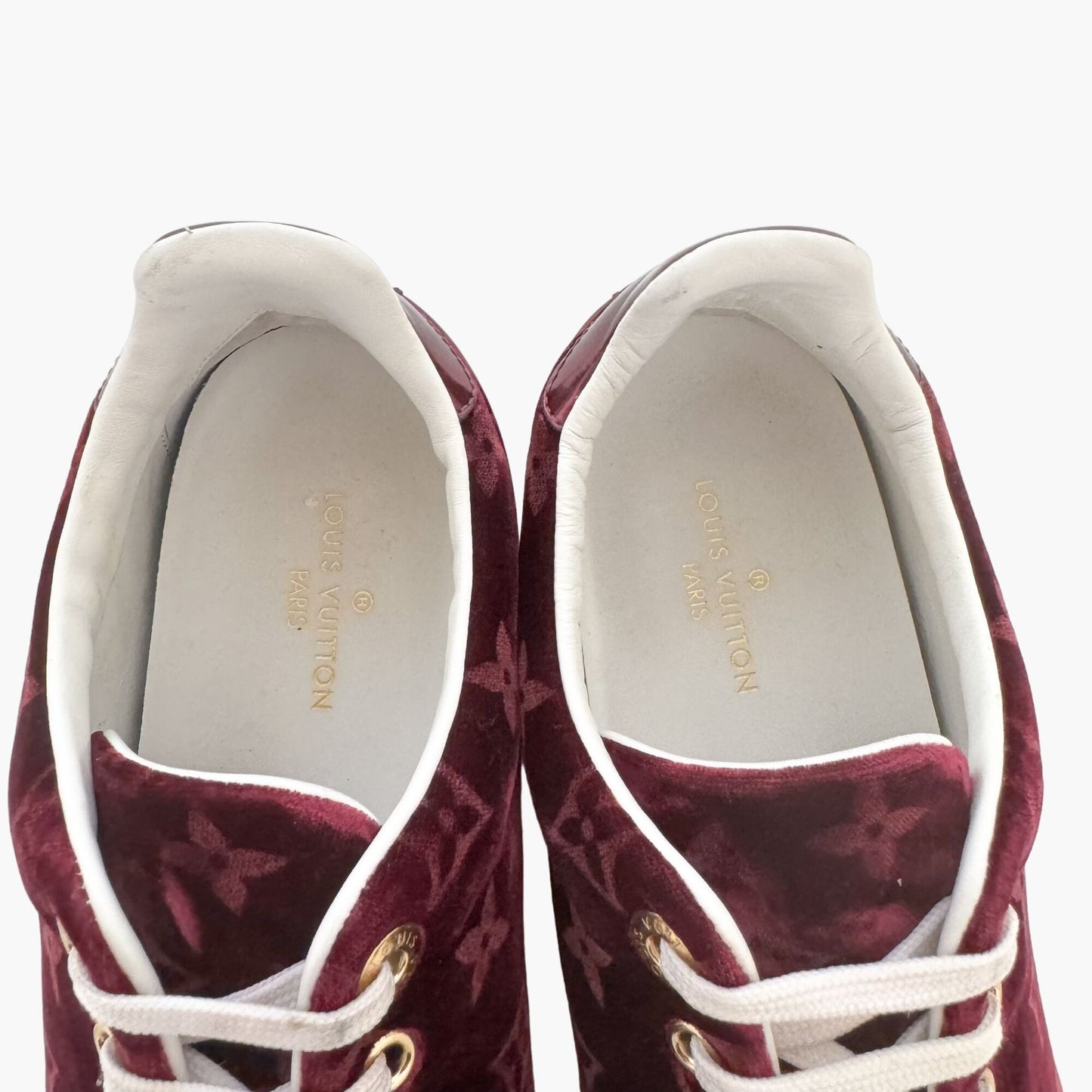 Louis Vuitton Frontrow Sneakers in Red Velvet Monogram Size 39