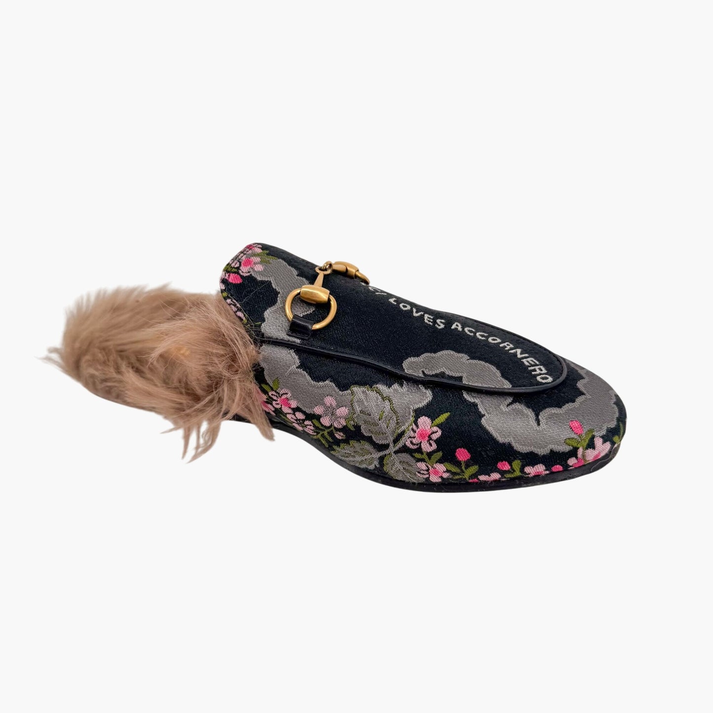 Gucci Garden Princetown Floral Mules with Shearling Lining – Size 37
