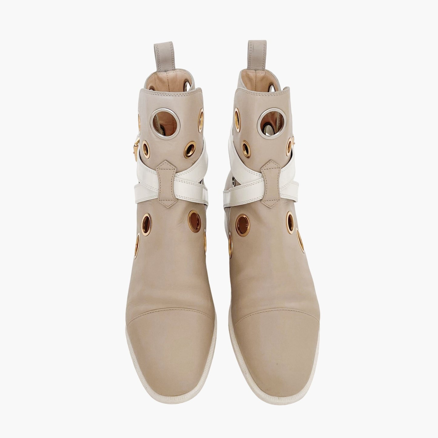 Christian Louboutin x Jonathan Saunders Scubabootie Flat Boot in Beige Calf Size 37