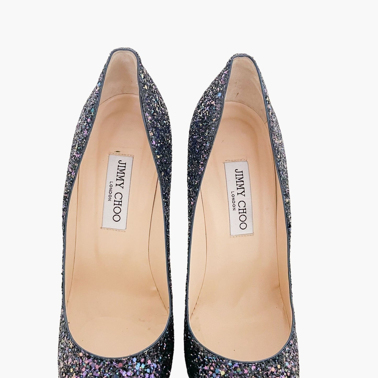 Jimmy Choo Cosmic Pumps in Petrol (Purple) Multi Glitter Size 41