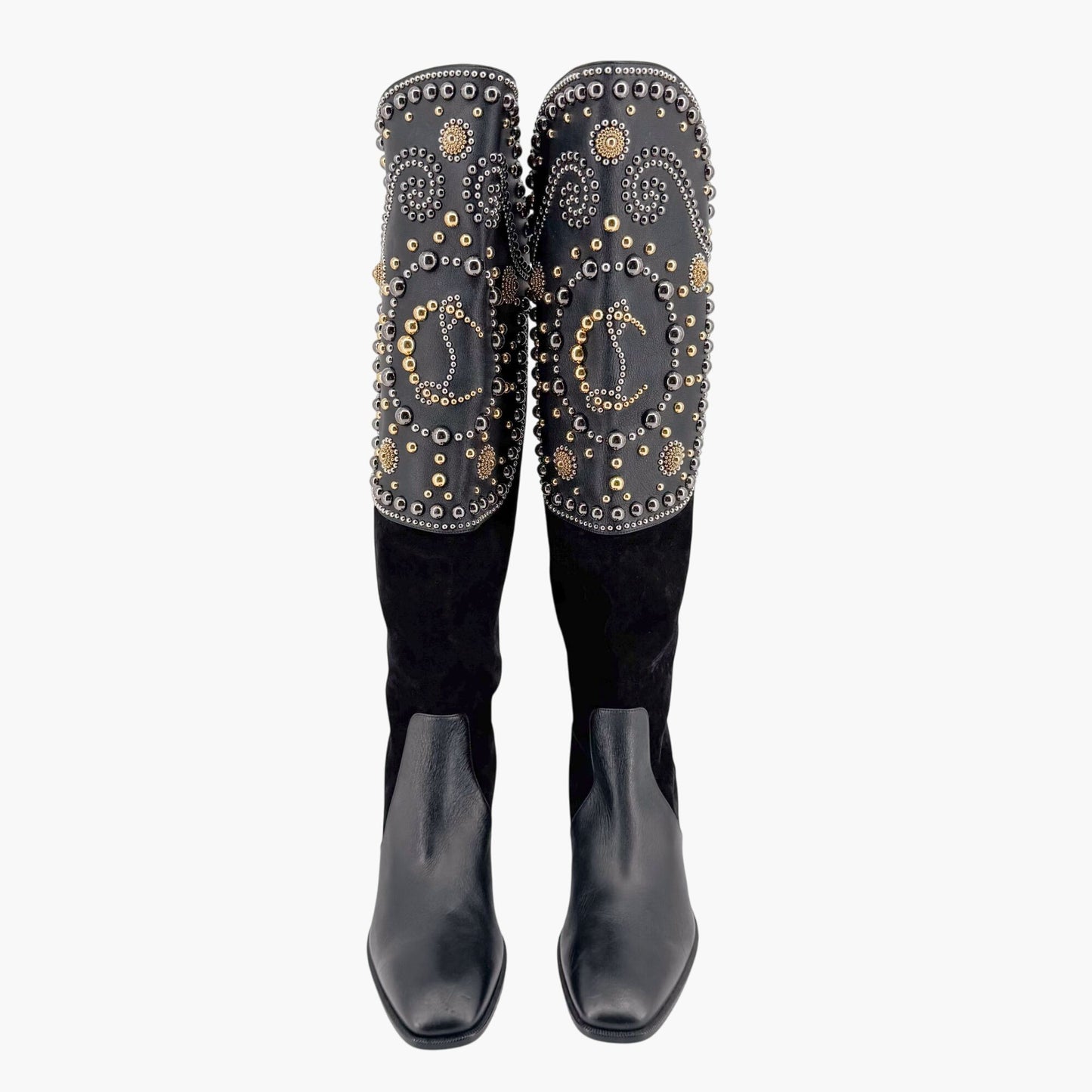 Christian Louboutin Alixos 55 Knee-High Boots in Black Suede & Leather – Size 40