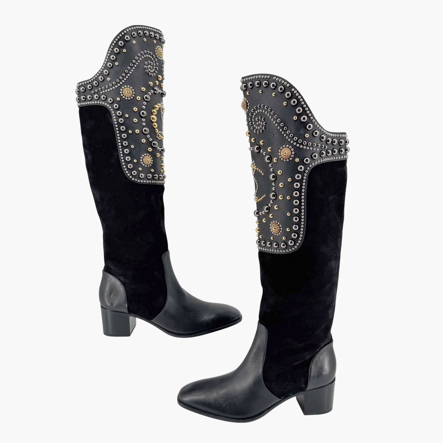 Christian Louboutin Alixos 55 Knee-High Boots in Black Suede & Leather – Size 40