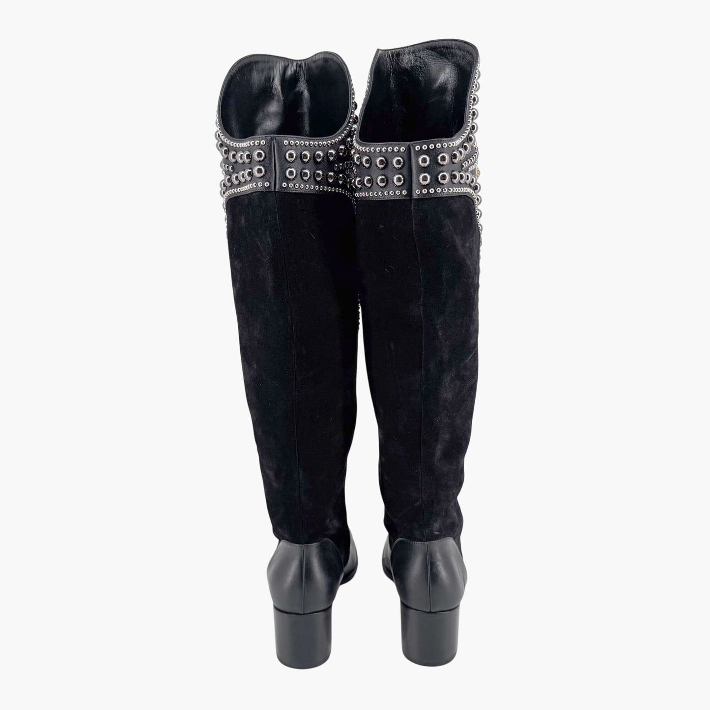 Christian Louboutin Alixos 55 Knee-High Boots in Black Suede & Leather – Size 40