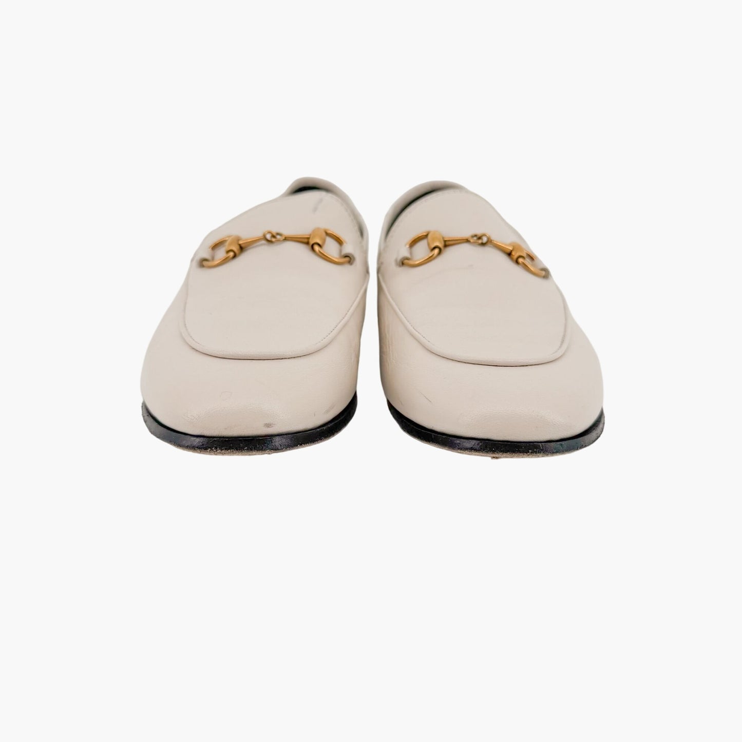 Gucci Brixton Horsebit Loafers in White Leather Size 36.5