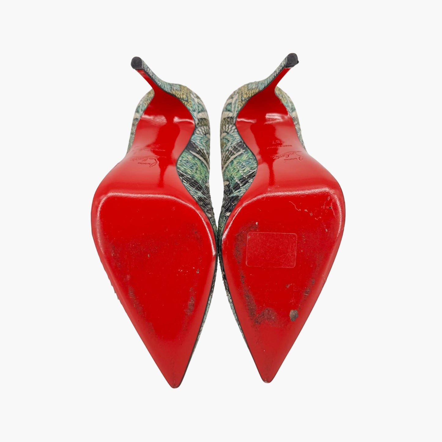Christian Louboutin So Kate 120 Pumps in Blue Printed Python Snakeskin Inferno Size 37