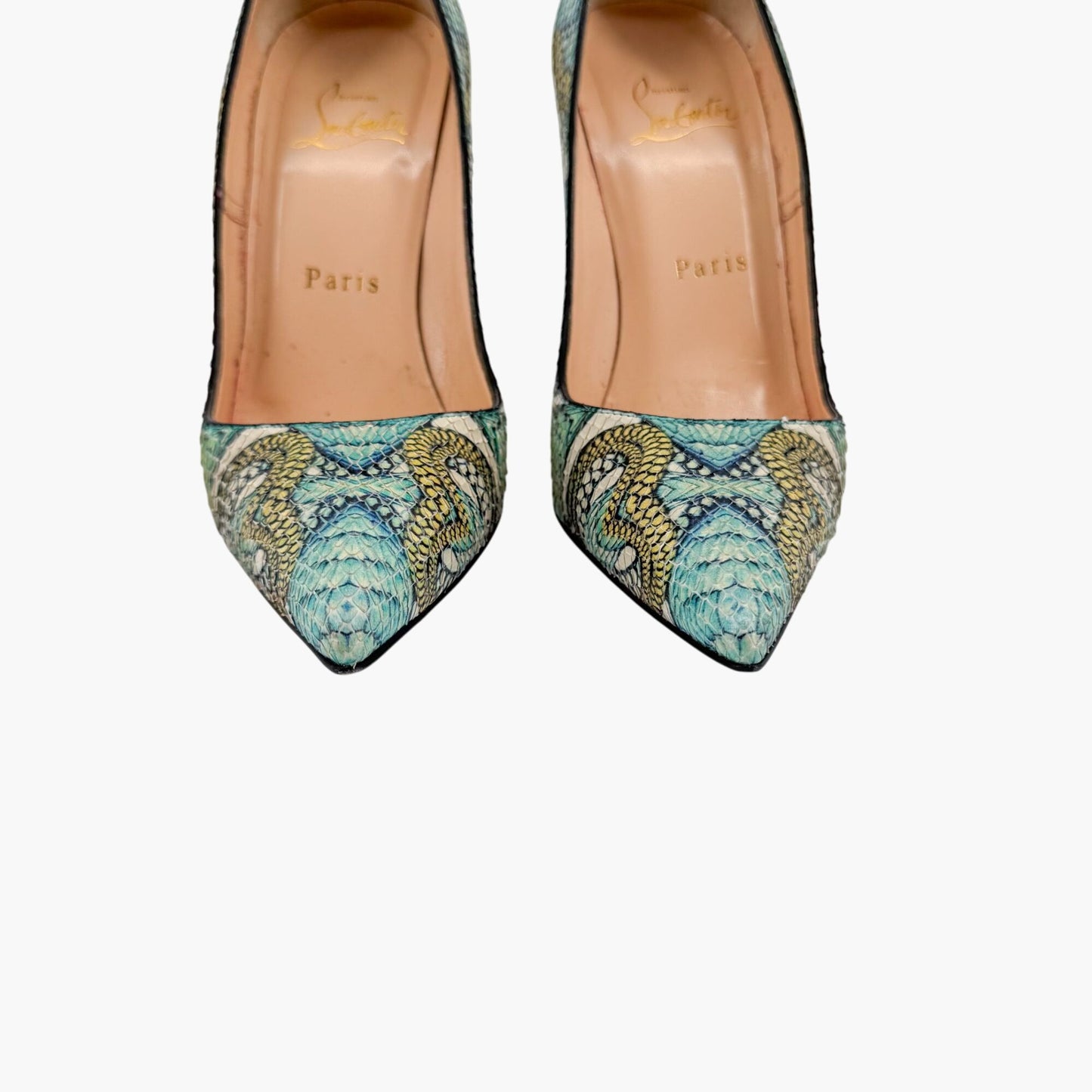 Christian Louboutin So Kate 120 Pumps in Blue Printed Python Snakeskin Inferno Size 37
