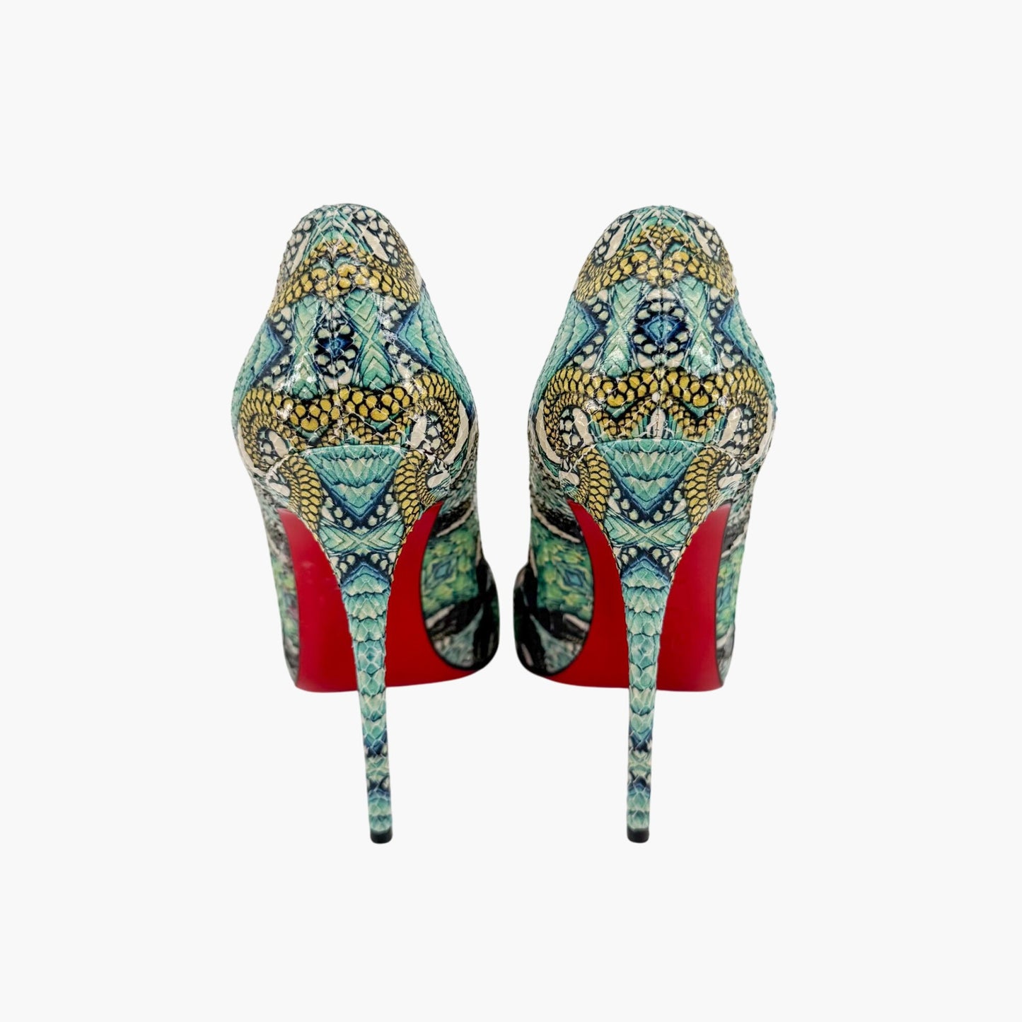 Christian Louboutin So Kate 120 Pumps in Blue Printed Python Snakeskin Inferno Size 37