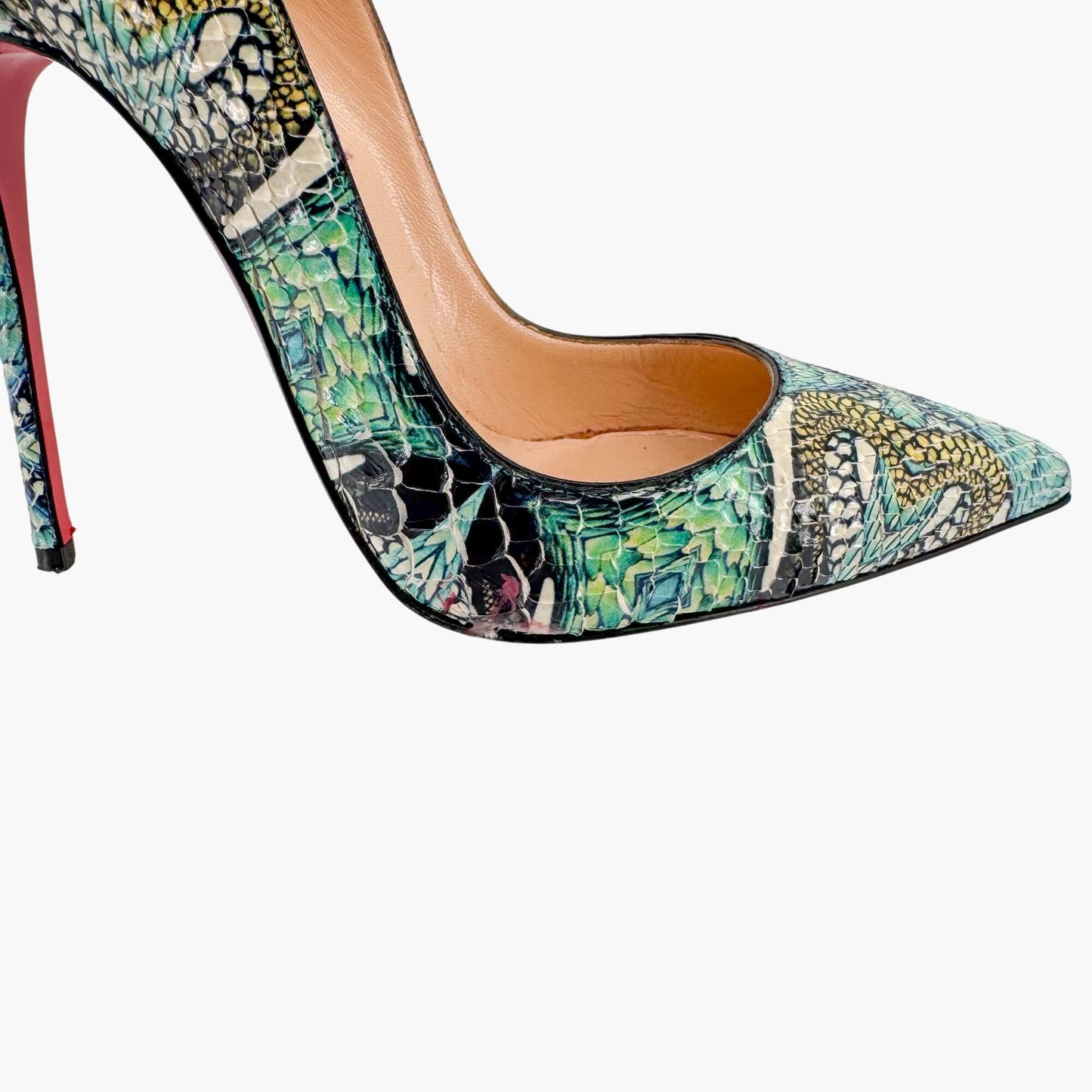 Christian Louboutin So Kate 120 Pumps in Blue Printed Python Snakeskin Inferno Size 37