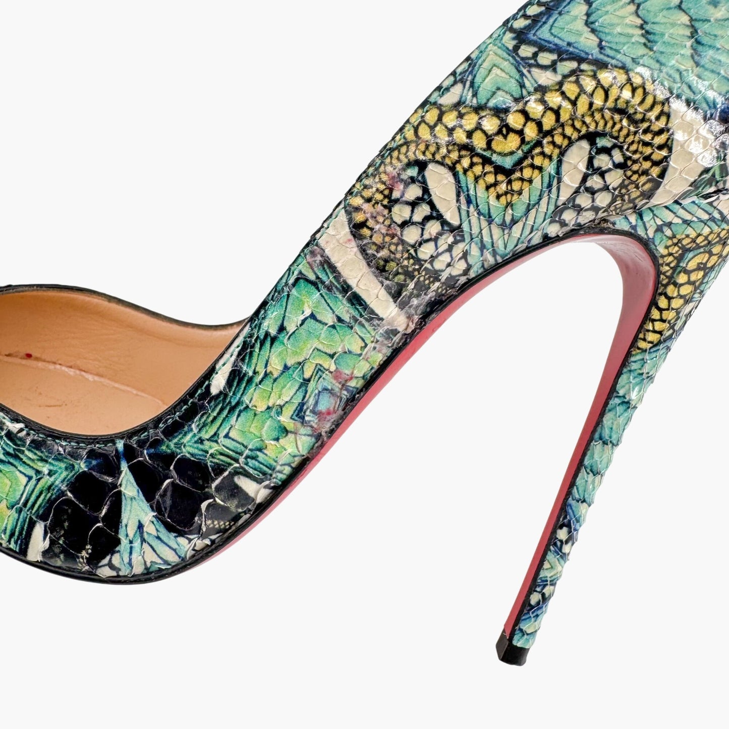 Christian Louboutin So Kate 120 Pumps in Blue Printed Python Snakeskin Inferno Size 37