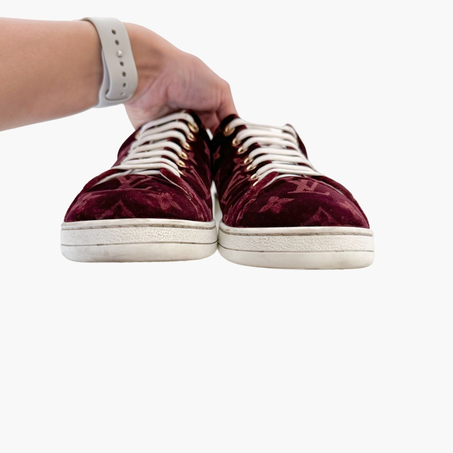 Louis Vuitton Frontrow Sneakers in Red Velvet Monogram Size 39