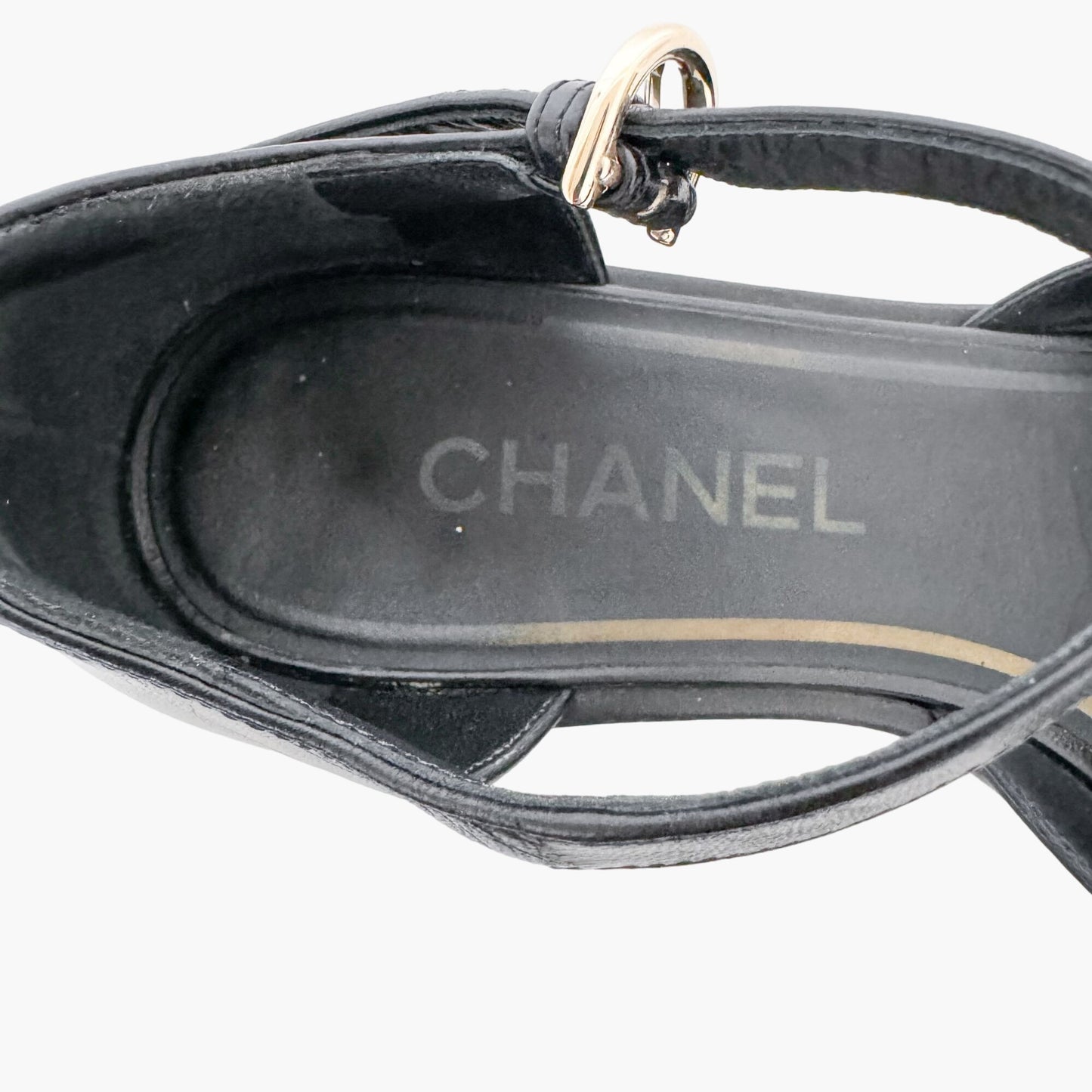 Chanel Cap Toe Mary Jane Flats in Black Leather Size 36.5