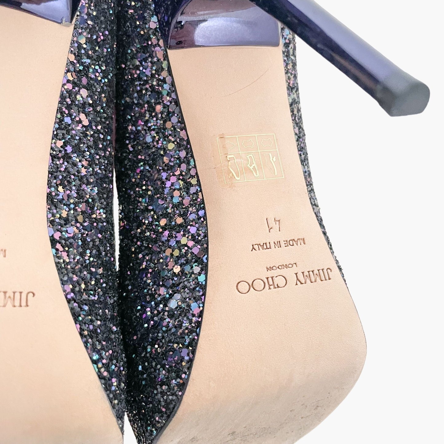 Jimmy Choo Cosmic Pumps in Petrol (Purple) Multi Glitter Size 41