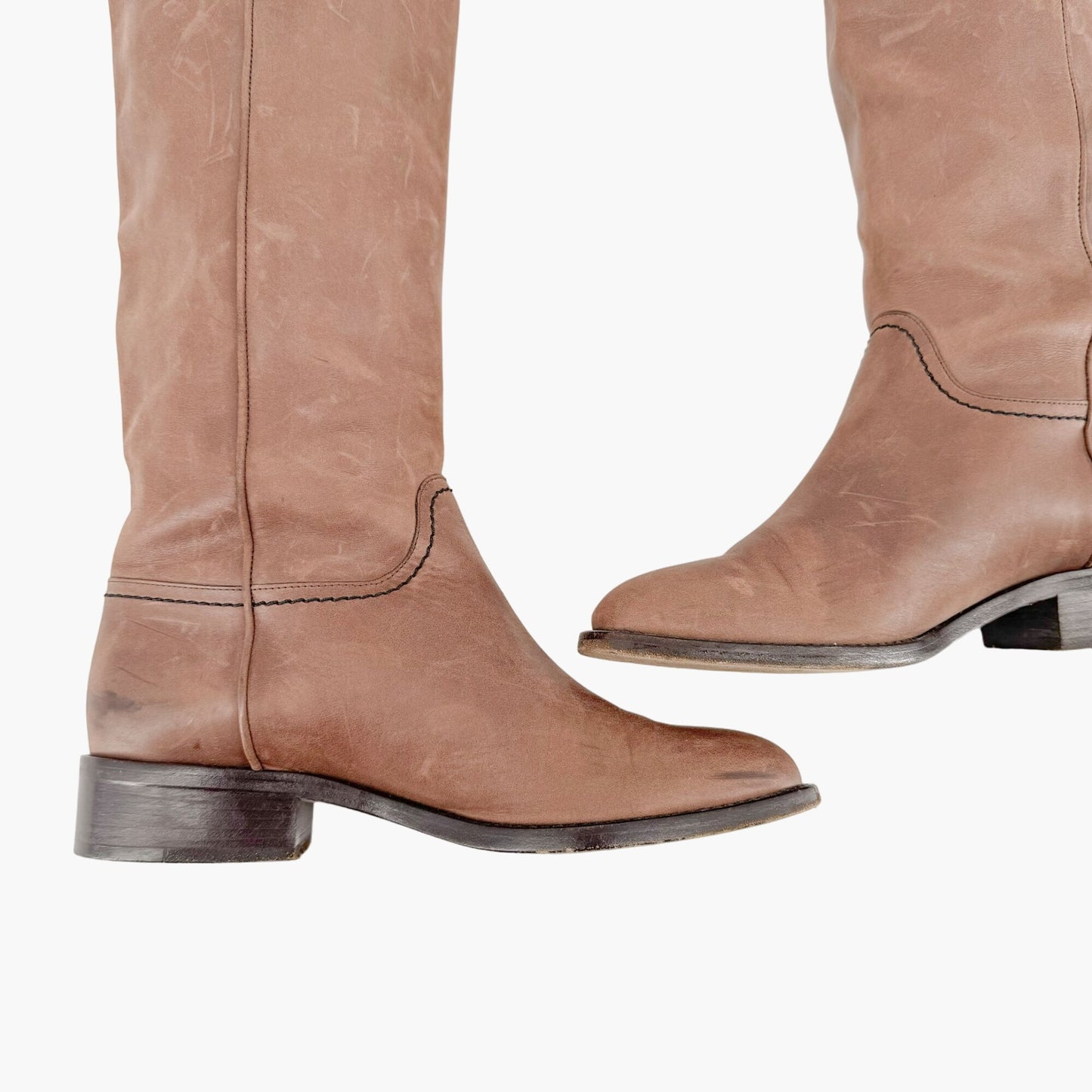 Chanel CC Knee High Riding Boots in Brown Nubuck Leather Size 36.5