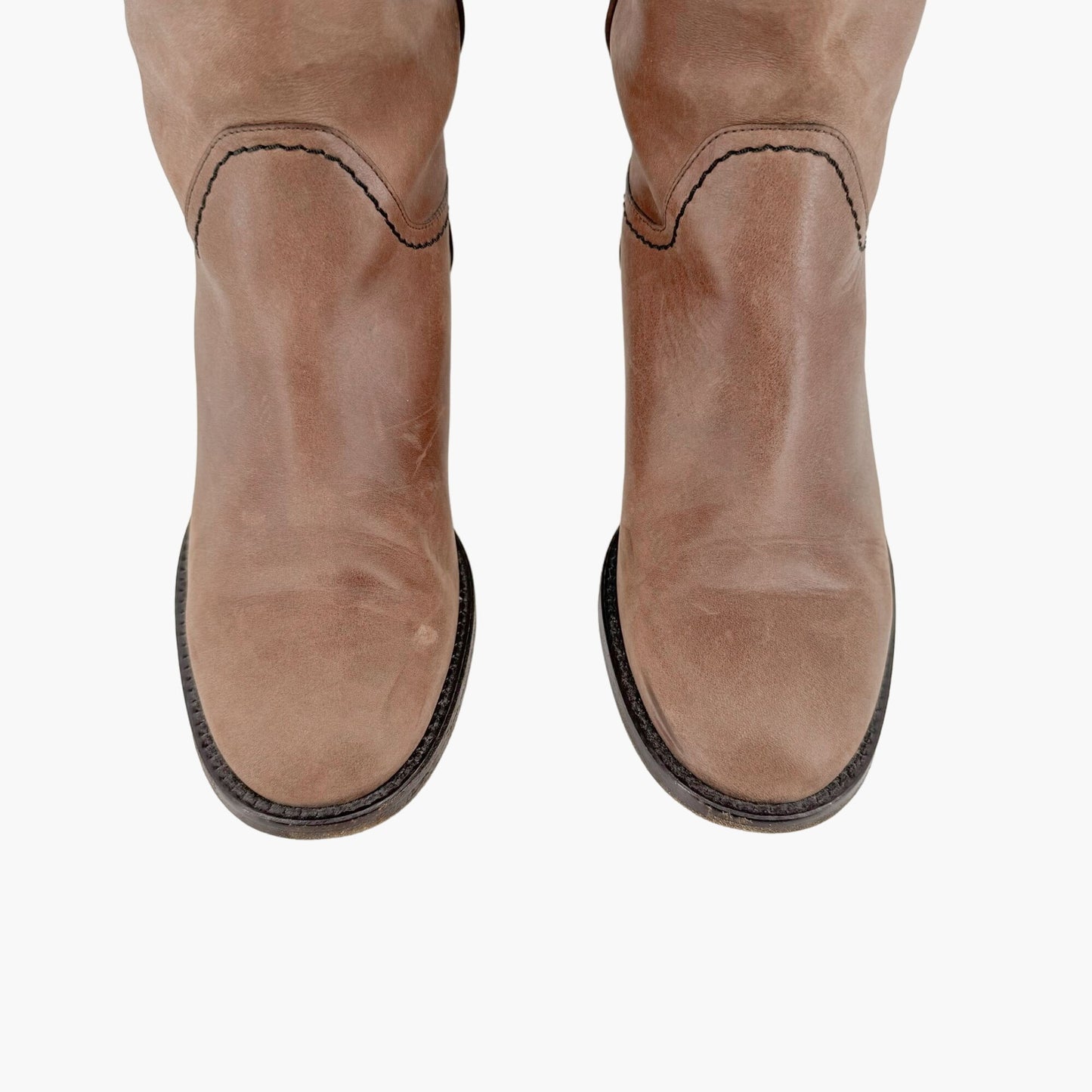 Chanel CC Knee High Riding Boots in Brown Nubuck Leather Size 36.5