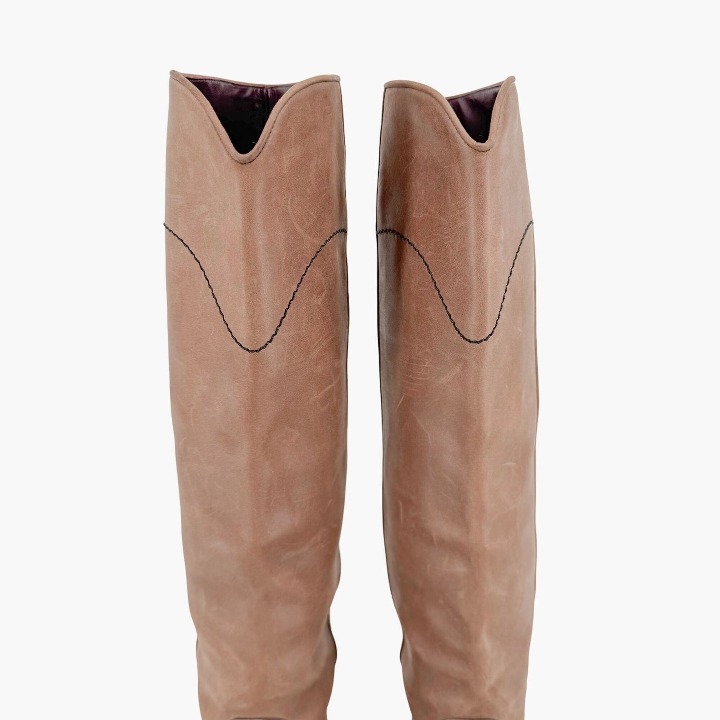 Chanel CC Knee High Riding Boots in Brown Nubuck Leather Size 36.5