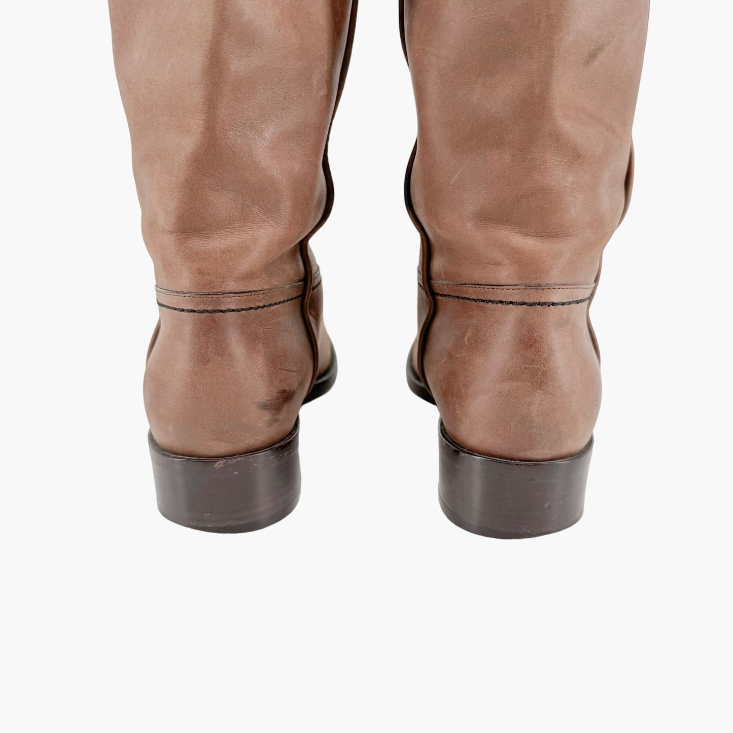 Chanel CC Knee High Riding Boots in Brown Nubuck Leather Size 36.5