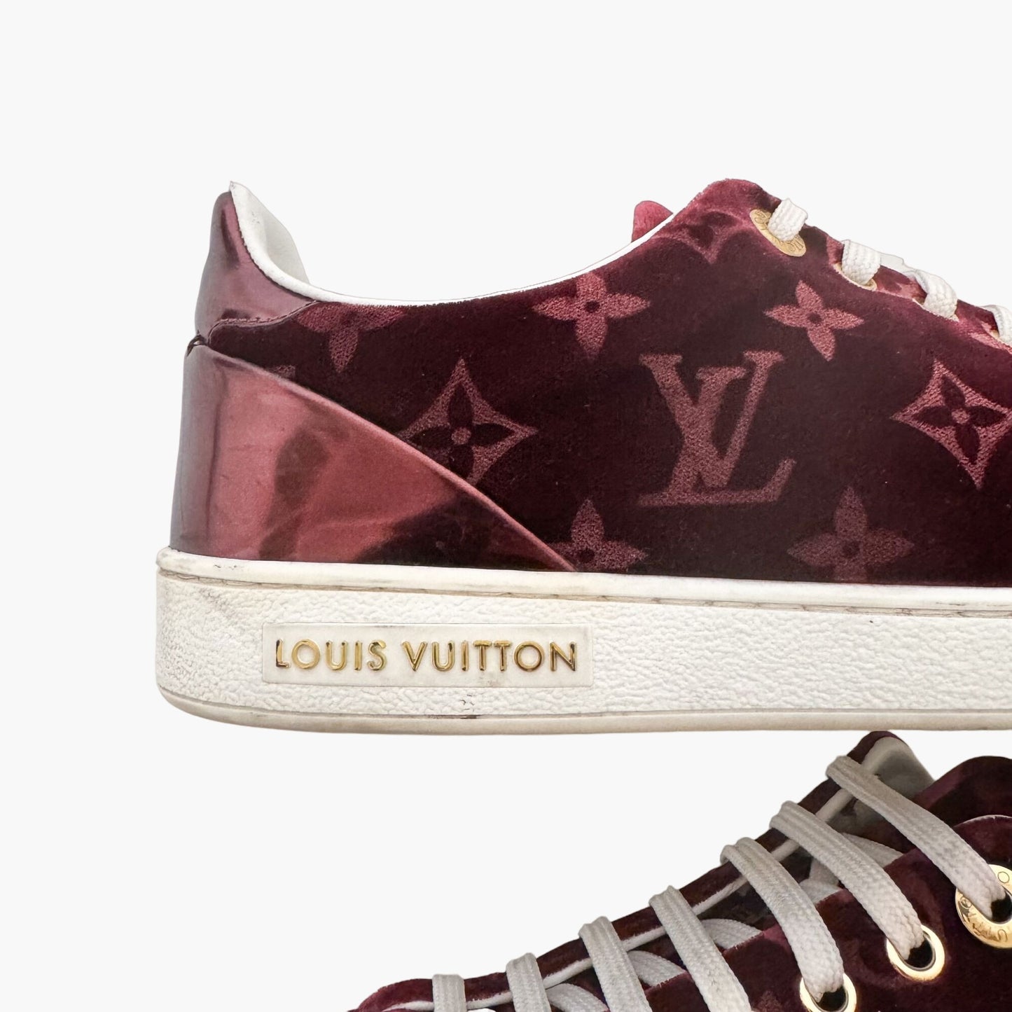 Louis Vuitton Frontrow Sneakers in Red Velvet Monogram Size 39