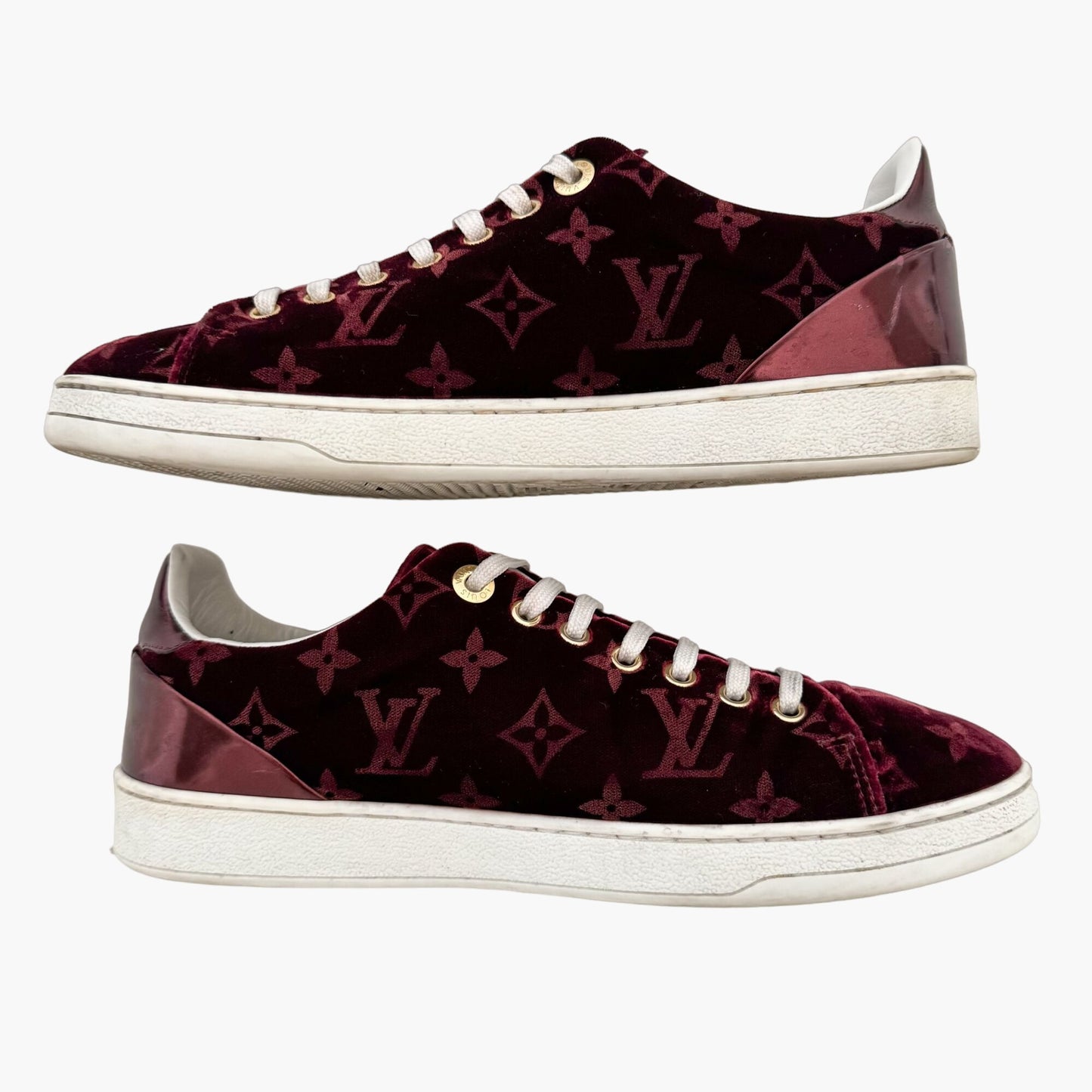 Louis Vuitton Frontrow Sneakers in Red Velvet Monogram Size 39