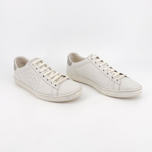 Gucci Interlocking GG Ace Sneakers in White Leather Size 37