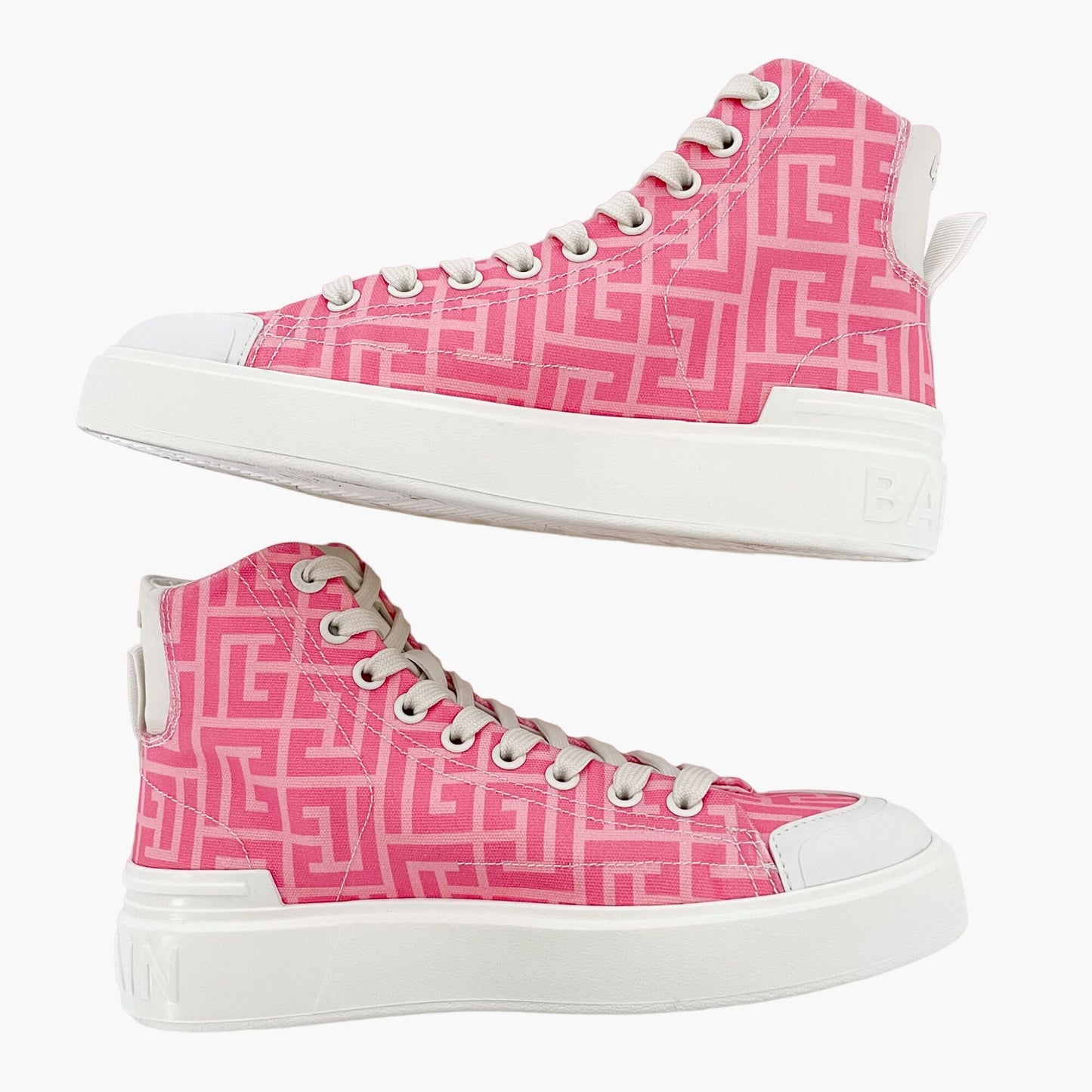 Balmain Barbie B Court Monogram High Top Sneakers Size 36