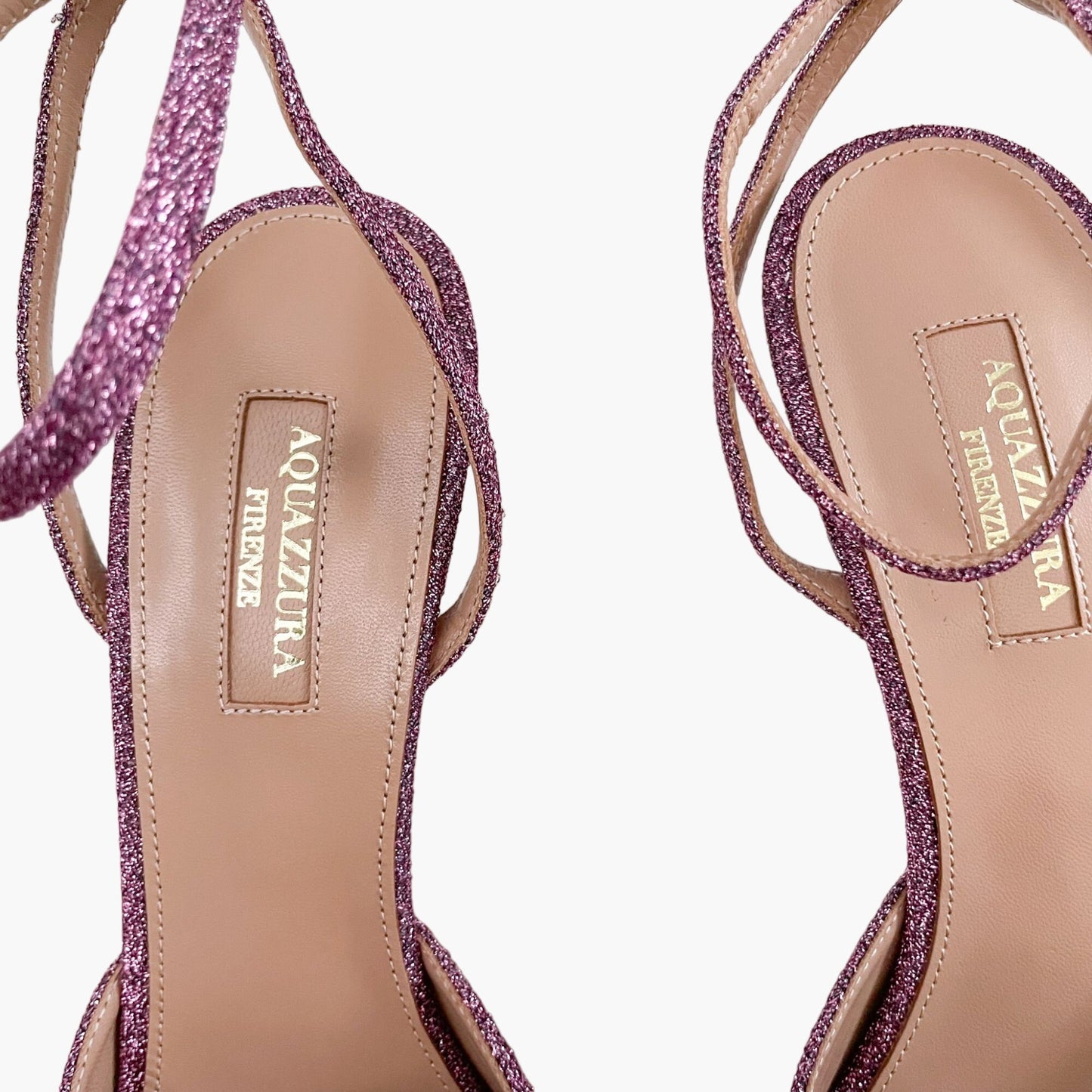 Aquazzura Powder Puff 85 Slingback Pumps in Pink Lurex Size 39.5